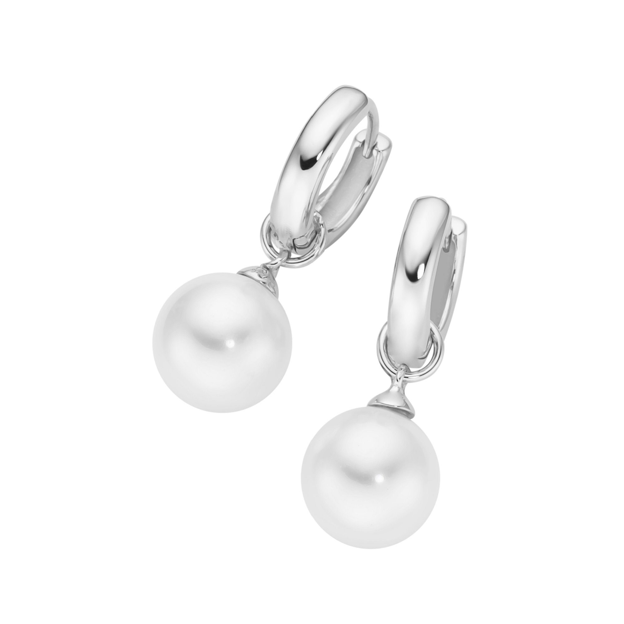 MILANO Creolen MARTELLO Silber oder 925 weiße Perlen, schwarze GIORGIO Behang Paar Achat-Kugeln
