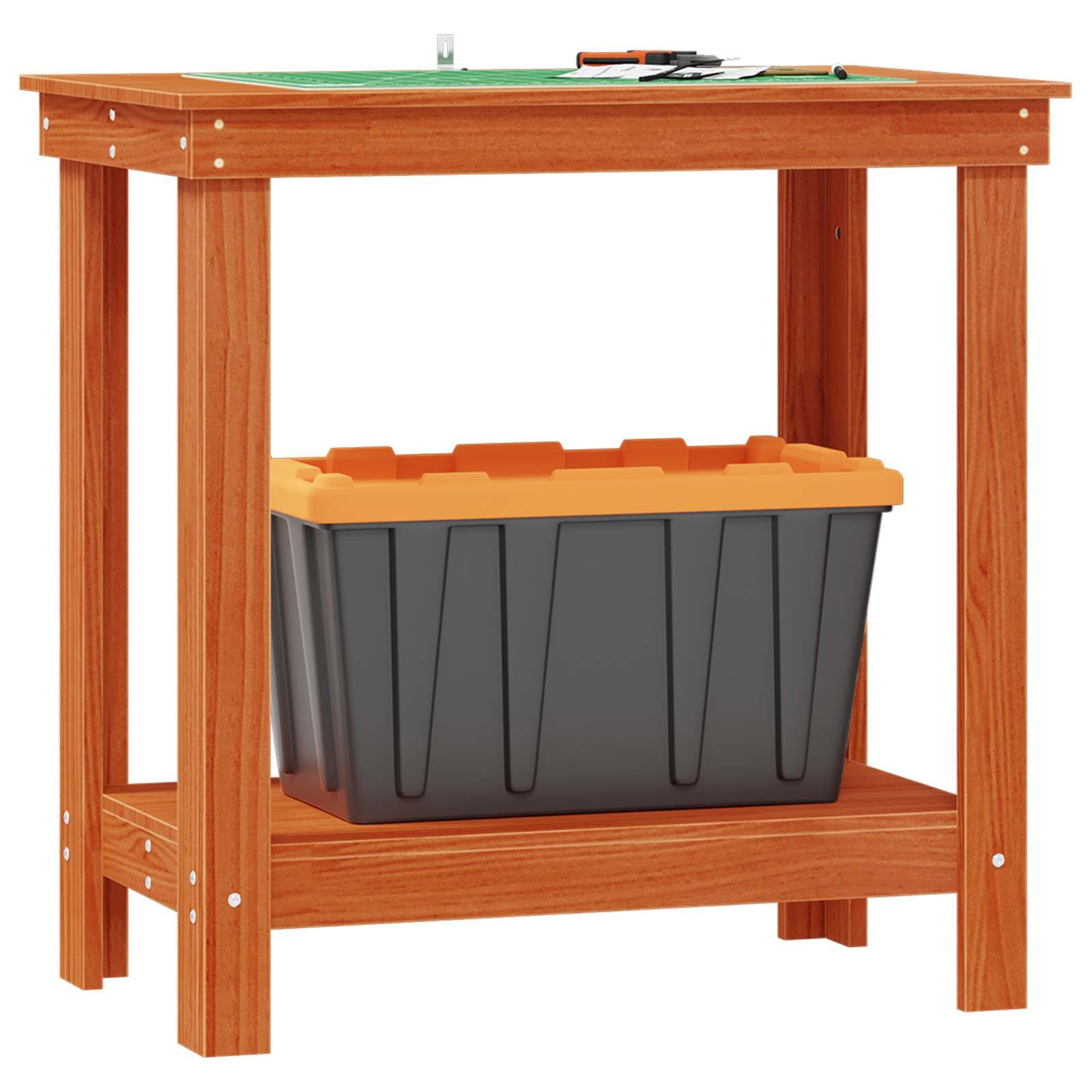 vidaXL Werkbank Werkbank Wachsbraun 80 x 50 x 80 cm Massives Kiefernholz, (1-tlg)