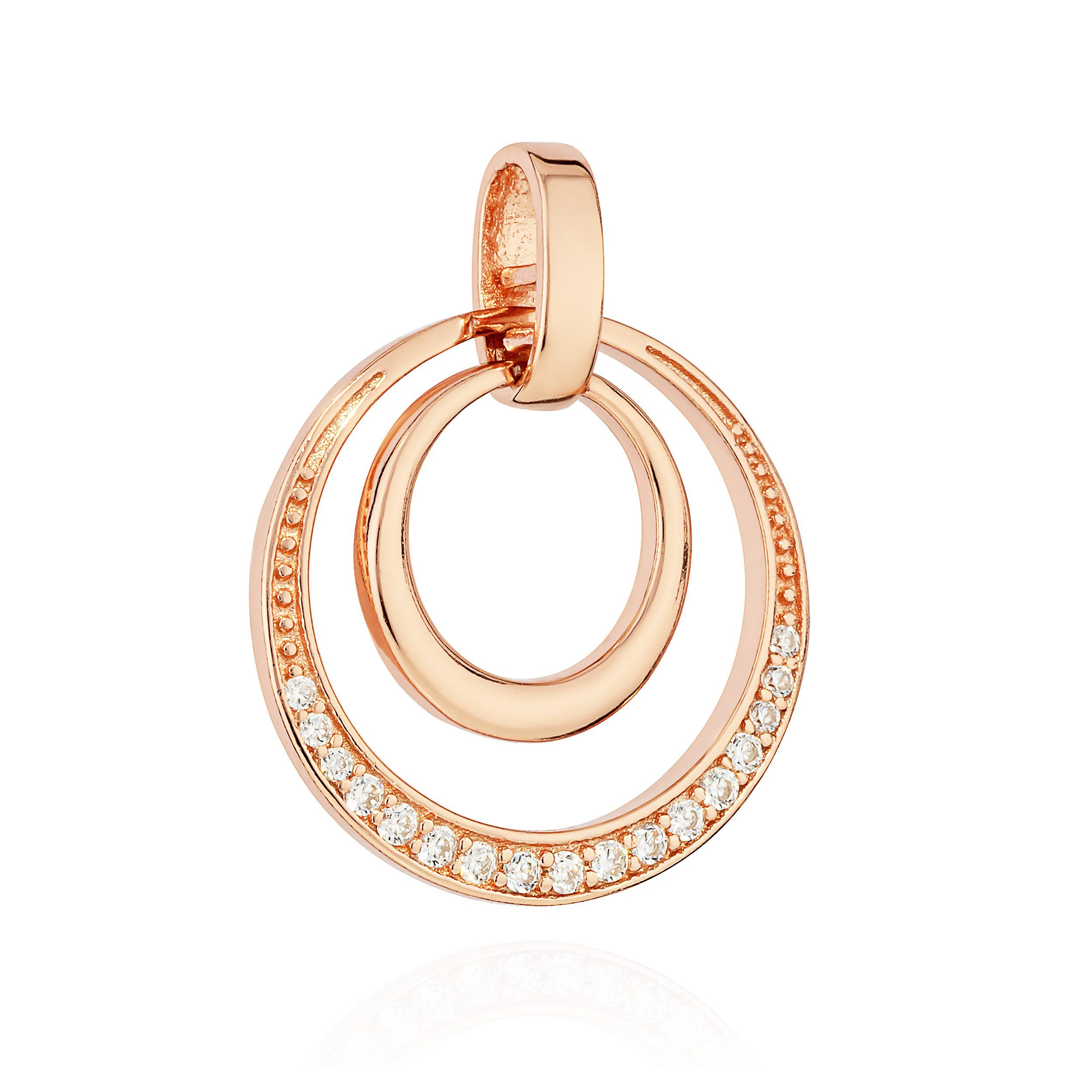 Kettenanhänger Kettenanhänger Ring in Ring 925 Silber rhodiniert Rose vergoldet Zirko