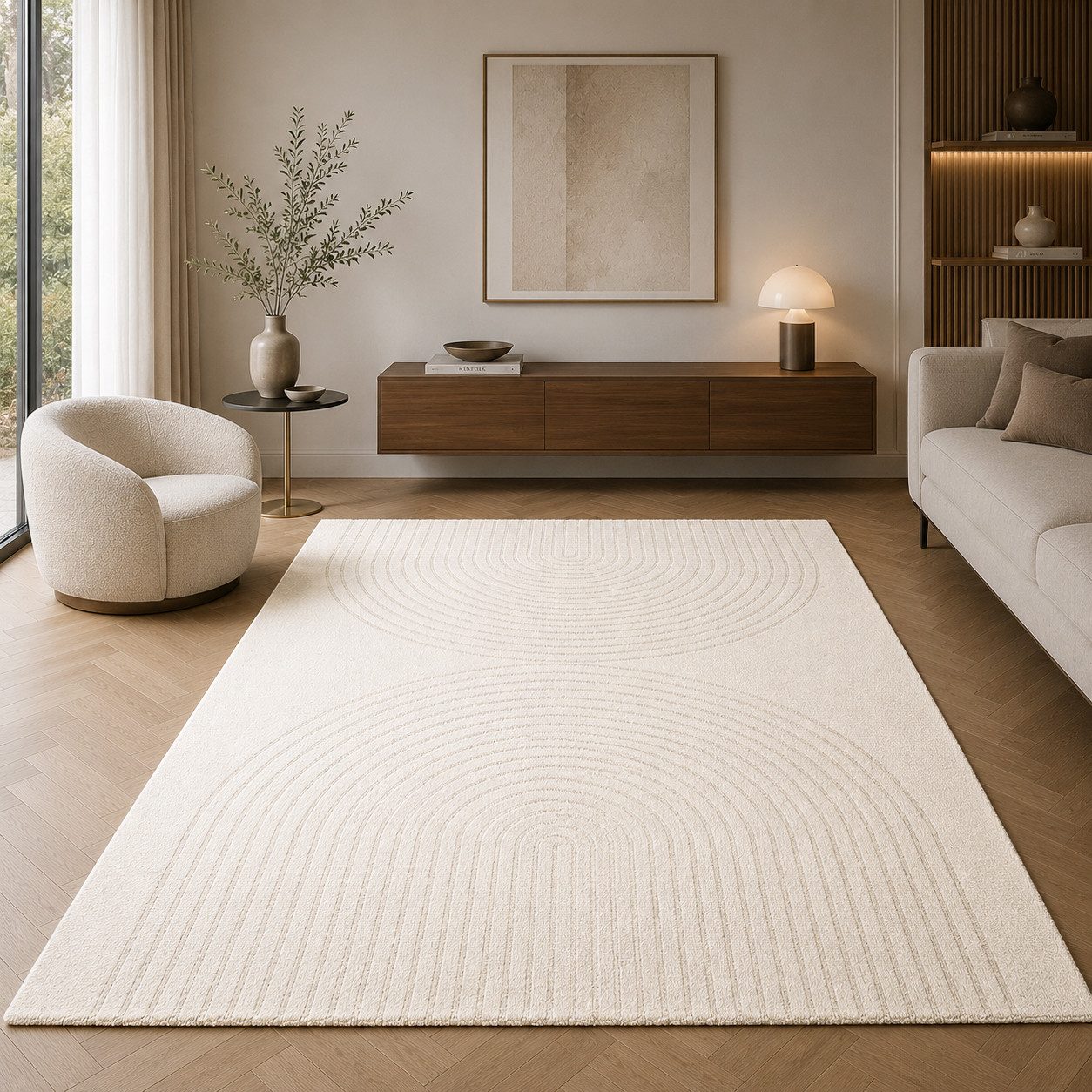 OTTO home Designteppich Soft Dune in Standard- und Premium-Qualität, 3D Optik/Hoch-Tief Effekt, rechteckig, moderner Wohnzimmer Teppich, hohe Flordichte und angenehm weich