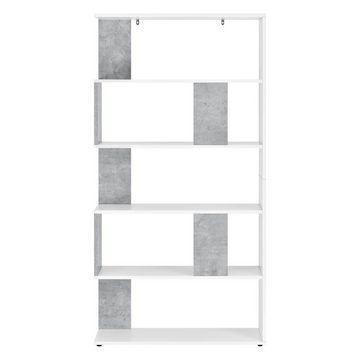 en.casa Bücherregal, »Aneby« Regal mit 5 Ablageflächen 159x80x23,5cm Weiß/Betonoptik