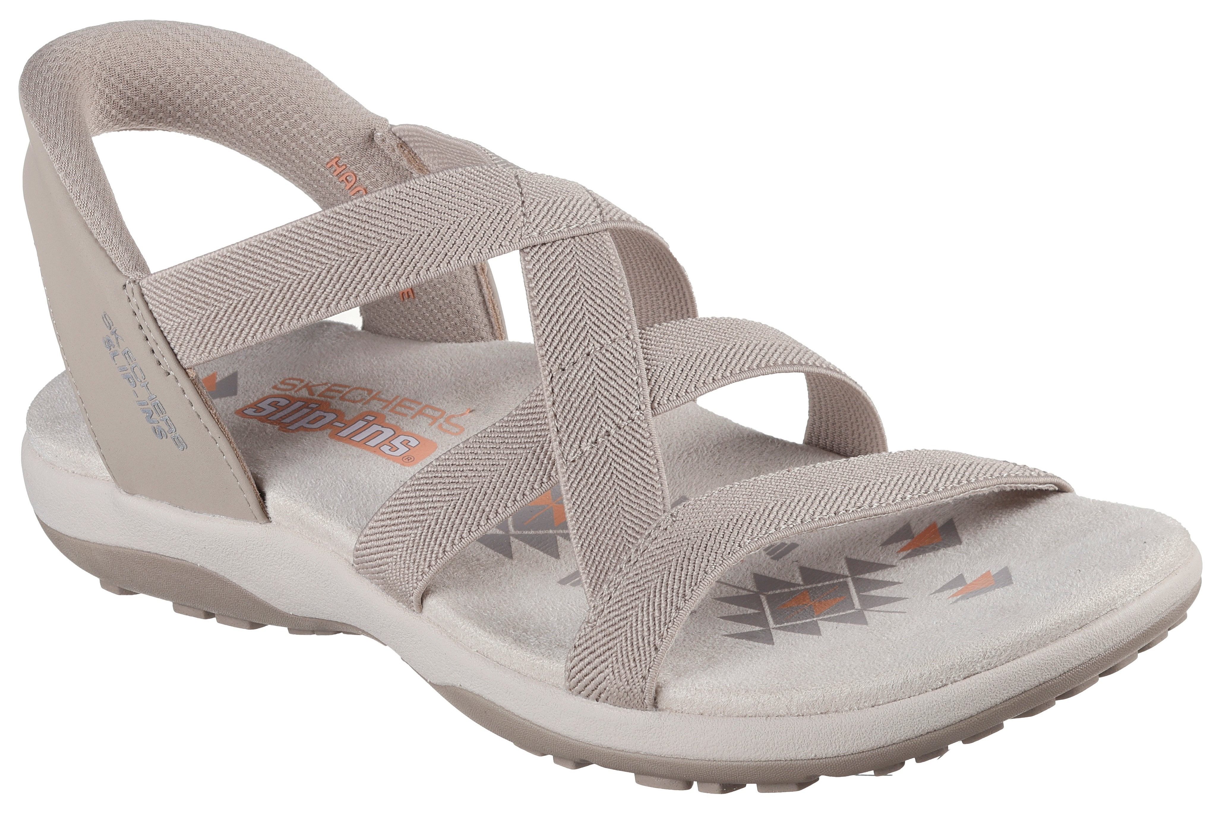 Skechers REGGAE SLIM-STRETCH FLEX Sandale, Flats, Trekking Sandale mit Slip-ins Funktion