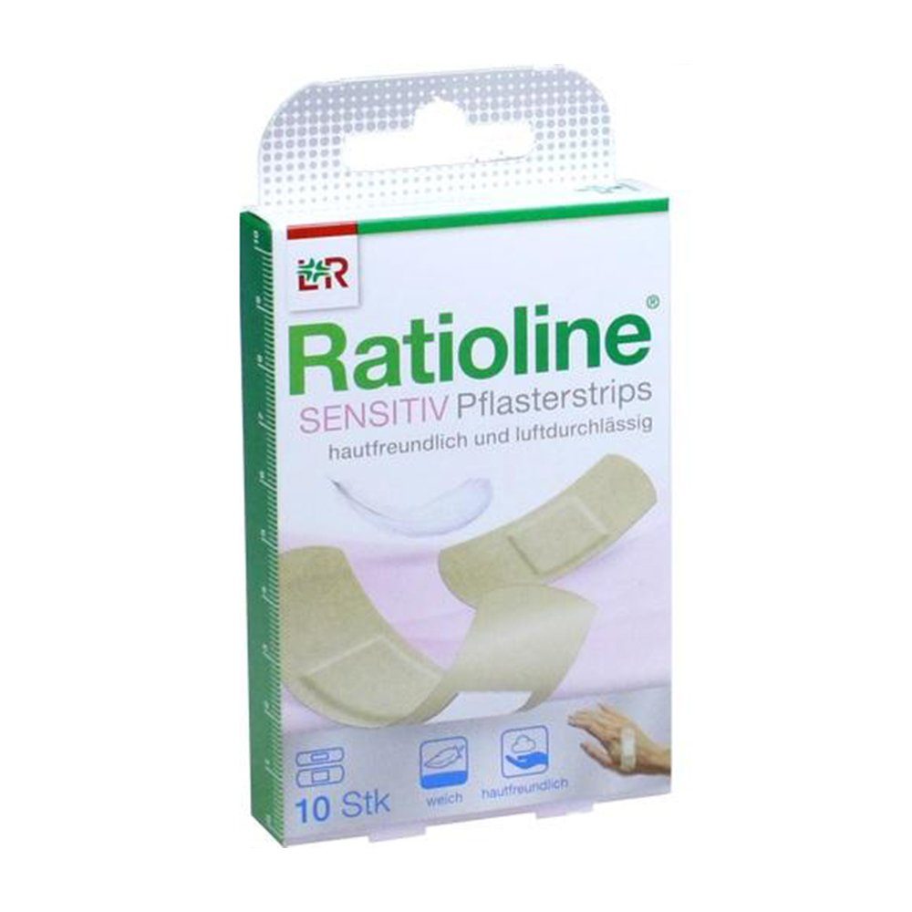 Lohmann & Rauscher GmbH & Co.KG Wundpflaster RATIOLINE sensitive Пластырьstrips in 2 Größen, 10 Stück (10 St., 10x sensitive Пластырьstrips in 2 Größen), hautfreundlich und luftdurchlässig
