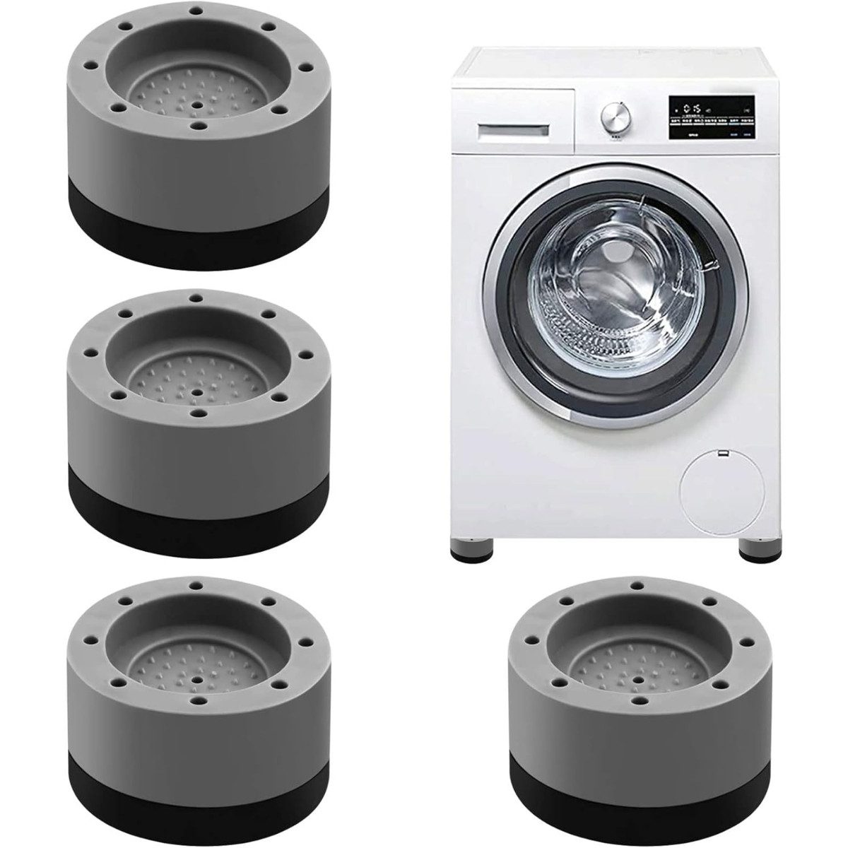 COFI 1453 Kannenuntersetzer - Waschmaschinen Untersetzer 4er Set Vibrationsdämpfer mit Erhöhung, Zubehör für Waschmaschine, Trocker, Kühlschrank, Sofa, TV und Schrank, 4-tlg.