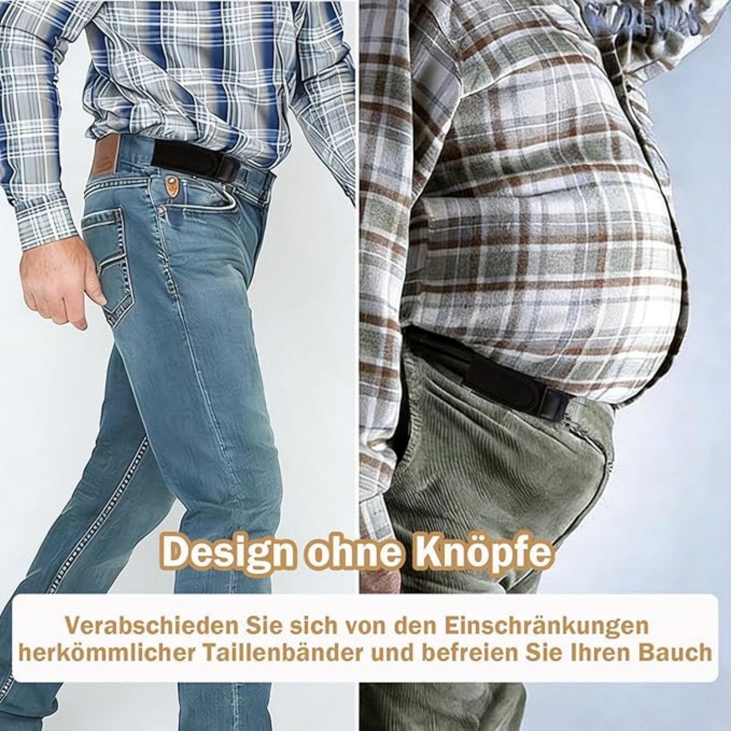 ibettertec Ledergürtel Gürtel Ohne Schnalle, Elastischer Schnallenloser Gürtel Herren & Damen (Verstellbar mit Klettverschluss, Komfortabel und Einfach zu Bedie – Bild 4 von 5