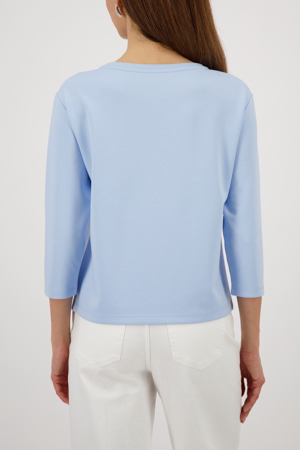 Monari Sweatshirt Rundhalsausschnitt, Prägedruck mit Strasssteinen, Regular Fit