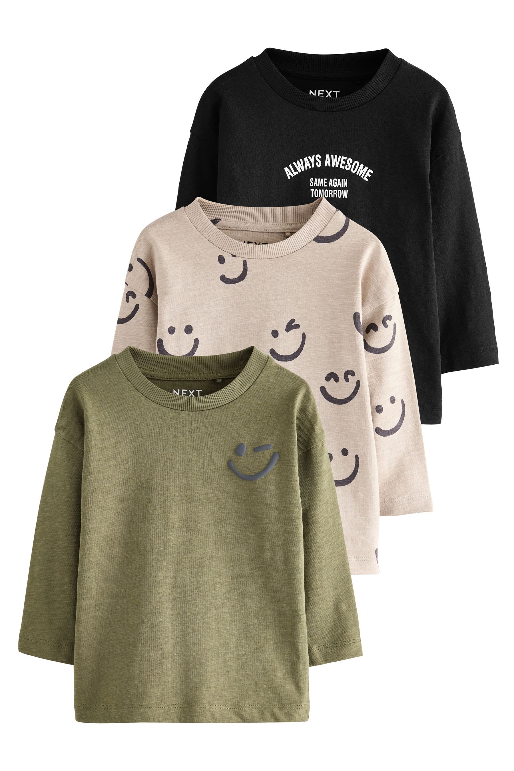 Next Langarmshirt 3er-Pack Langarmshirts, Tiermotive (3-tlg) günstig online kaufen