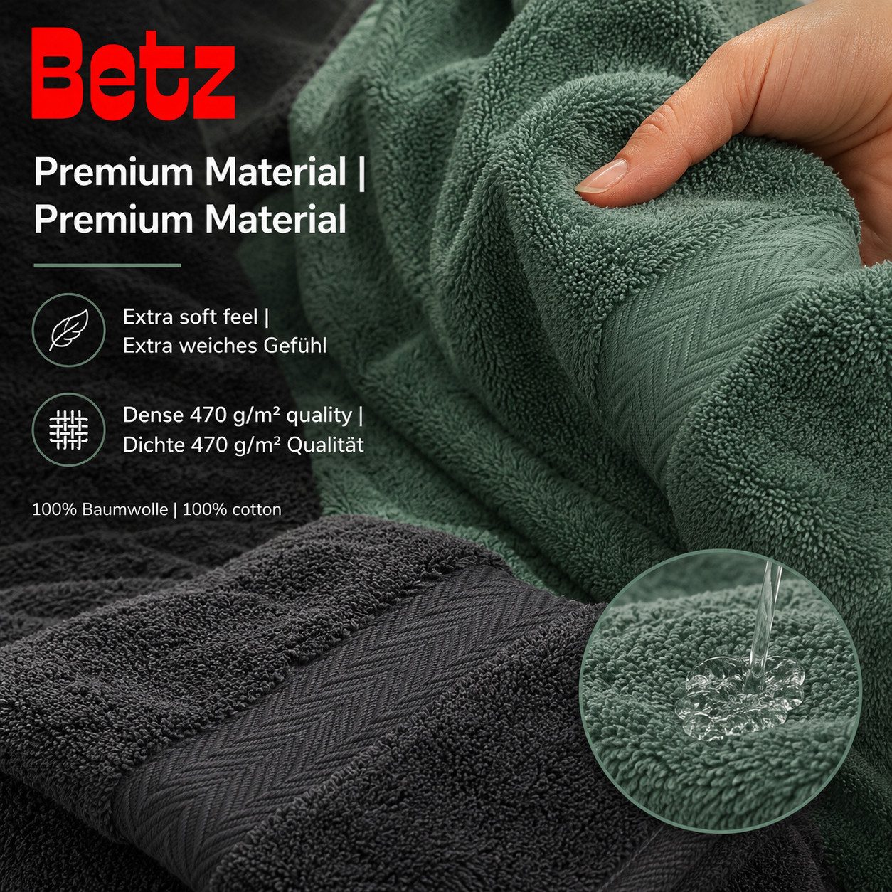 Betz Handtücher Premium Handtuch-Set 12-tlg., 100% Baumwolle (Set, 12-St), Duschtücher,Handtücher, Gästetücher, Seiftücher,Waschhandschuhe – Bild 4 von 5