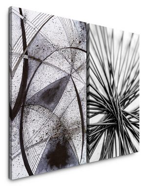 Sinus Art Leinwandbild 2 Bilder je 60x90cm Abstrakt Drähte Flecken Büro Modern Dekorativ Fokus
