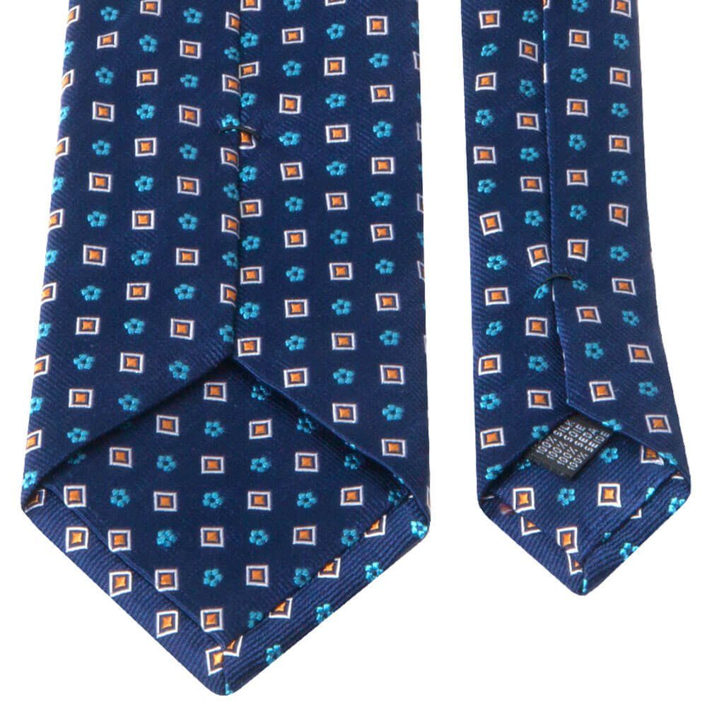Quadraten Krawatte Marineblau Italien Blüten Seiden-Jacquard aus Breit Krawatte BGENTS mit und (8cm)