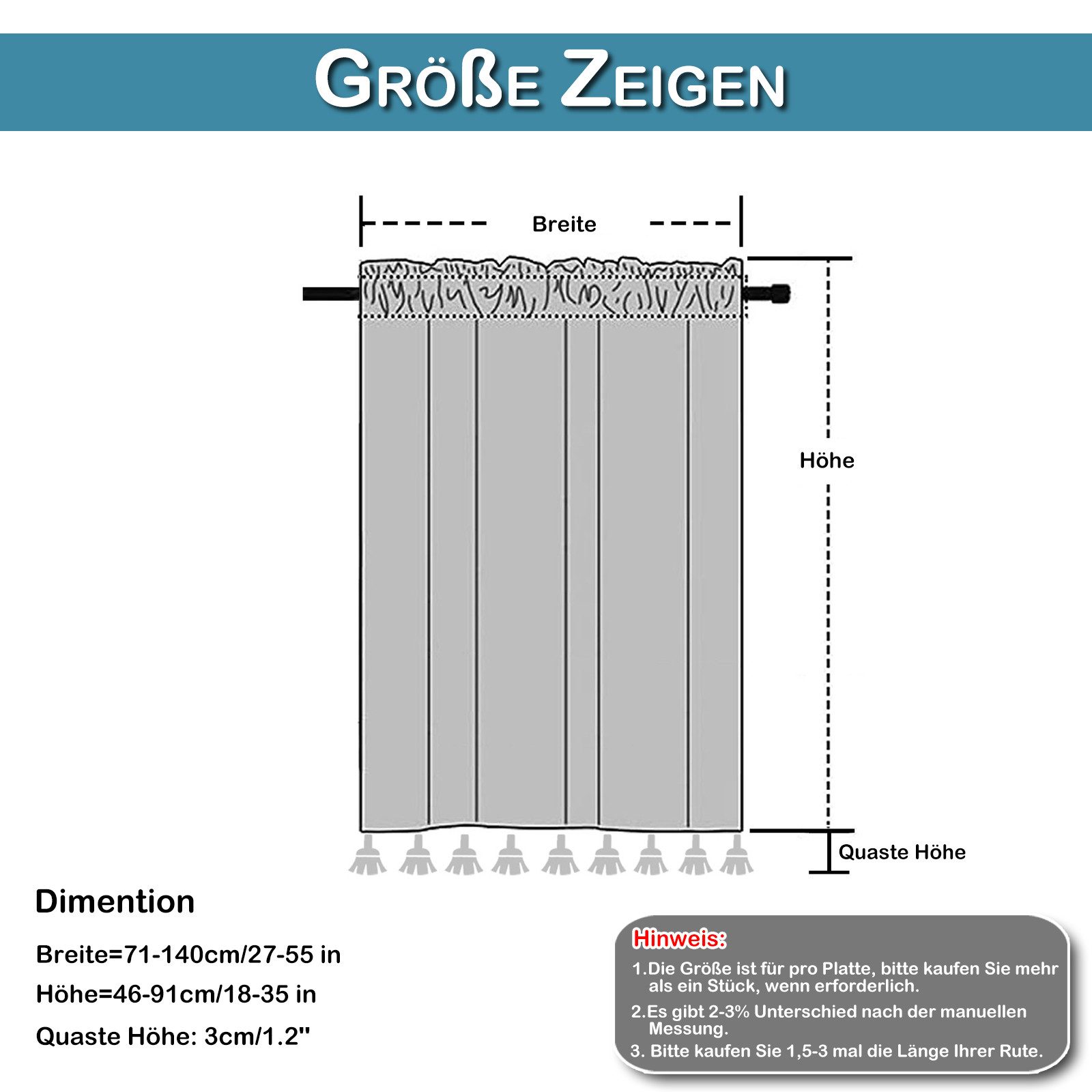 BTTO V&G Scheibengardine Kurze Scheibengardine mit Quasten,Vorhang (1 St), günstig online kaufen
