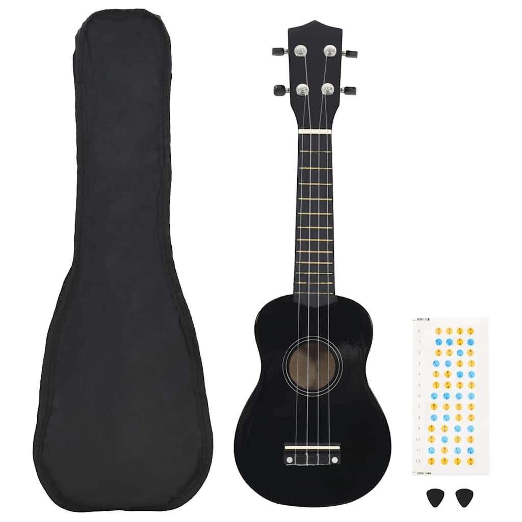 furnicato Ukulele Set 23" Schwarz für Anfänger und Fortgeschrittene