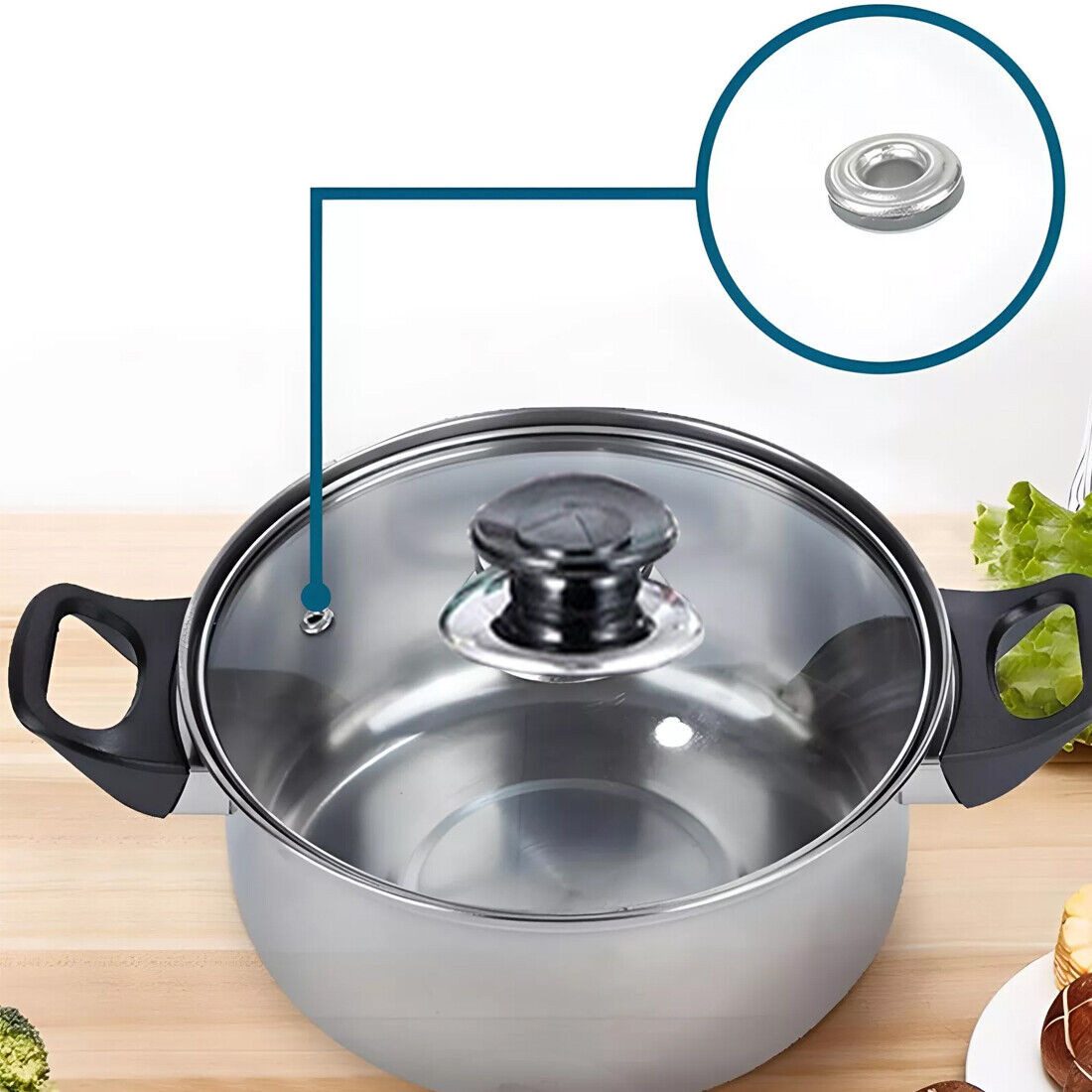 Luckice Kochtopf 12-teiliges Kochtopfset Edelstahl, Induktion/Gas/Halogen/Ceran, (6 Töpfe + 6 Deckel, für alle Herdarten) – Bild 3 von 5