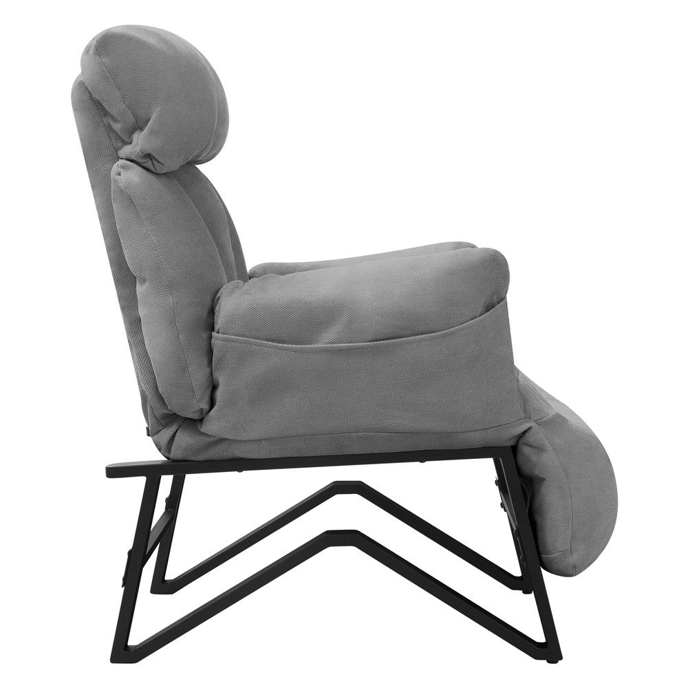 ML-DESIGN Loungesessel Wohnzimmersessel mit Armlehnen Fußablage Seitentaschen Lesesessel, Grau Sessel Fernsehsessel verstellbar Relaxsessel Leinen Ruhesessel