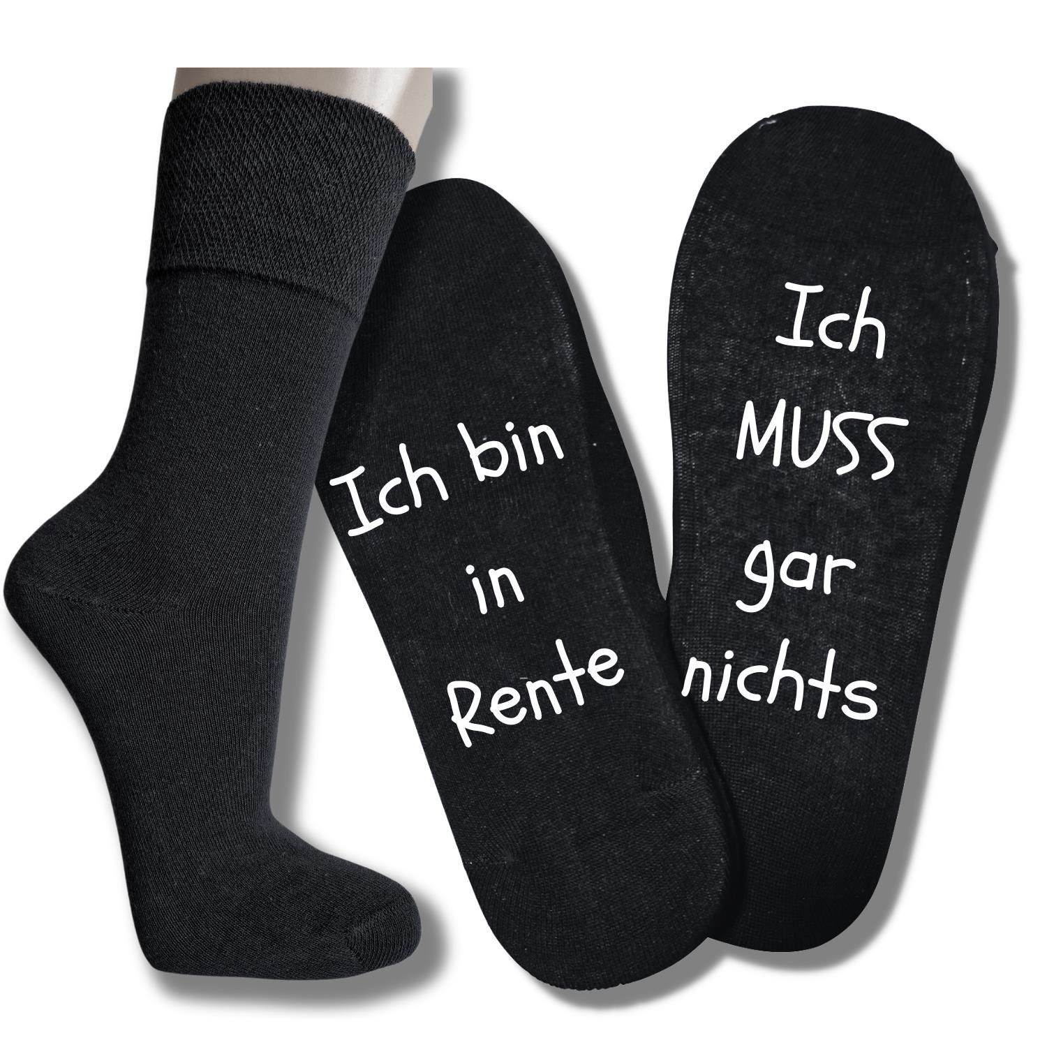 bentini Basicsocken Spruchsocken mit lustigem Rentenspruch (Paar, 1-Paar) schwarz | Socken