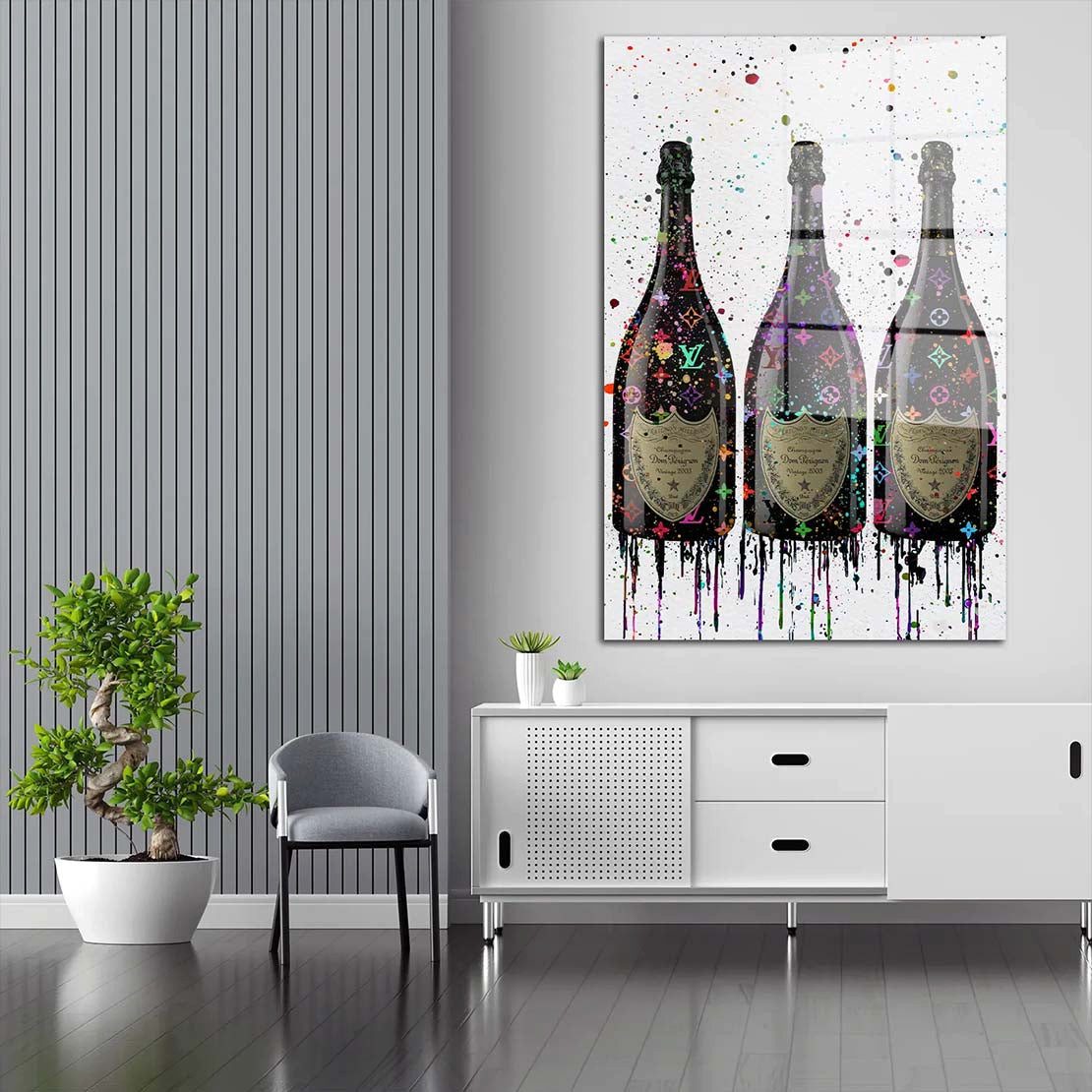 Artedinoi Acrylglasbild Flaschen Pop Art Luxus & Lifestyle Acrylglas Wandbild Bild Wanddeko Wo
