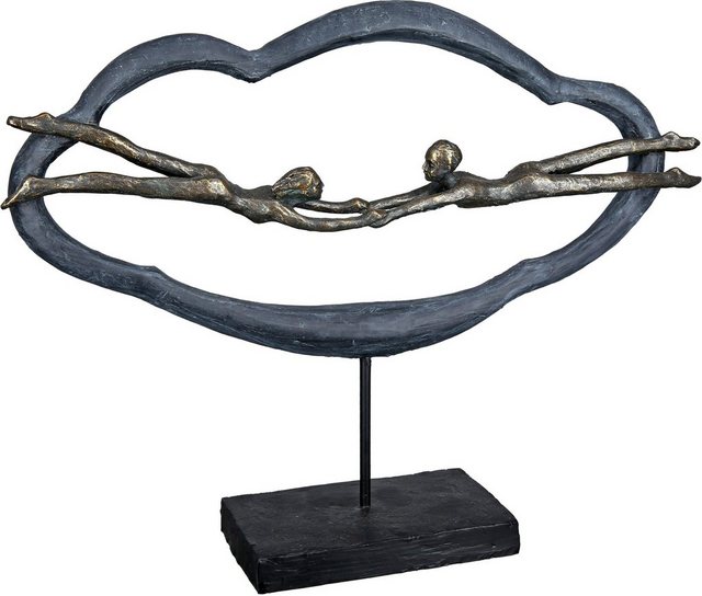 Casablanca by Gilde Dekofigur »Skulptur Love is in the air, grau« (1 Stück), Dekoobjekt, Höhe 32 cm, Pärchen in Wolke, auf schwarzer Basis, Wohnzimmer-Otto