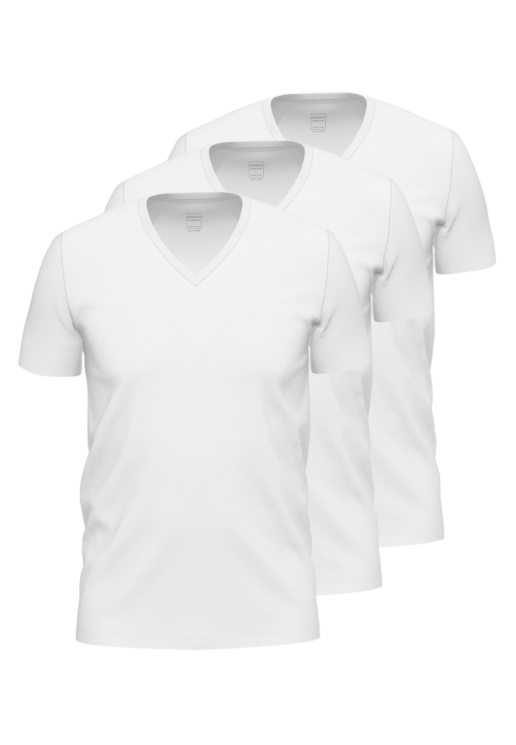 you Ammann 3er 3-St) Baumwolle / - Shirt Unterhemd Unterhemd Kurzarm Close (Spar-Set, to Pack - Atmungsaktiv Weiß
