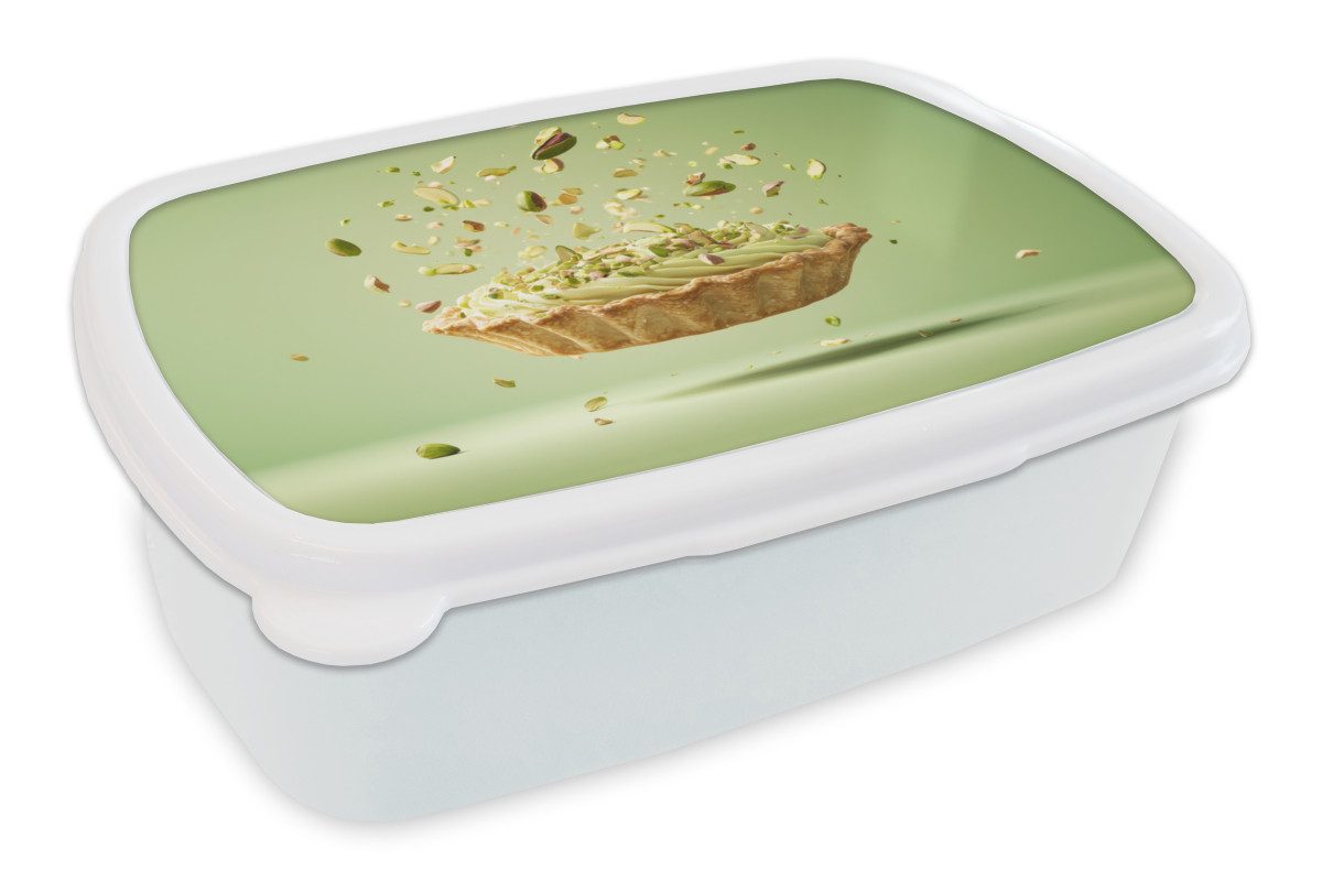 MuchoWow Lunchbox Pistazie - Torte - Nüsse - Lebensmittel, Kunststoff, (2-tlg), Brotdose Schule oder Arbeit, Brotbox für Kinder und Erwachsene