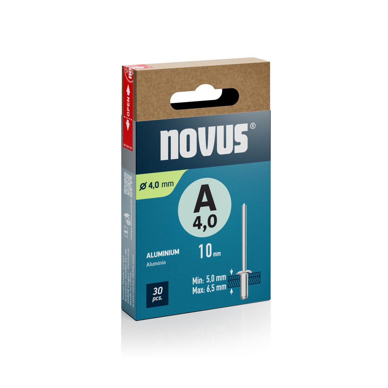 NOVUS Blindnietzange Novus Blindnieten Typ A 4 x 10 mm Aluminium 30