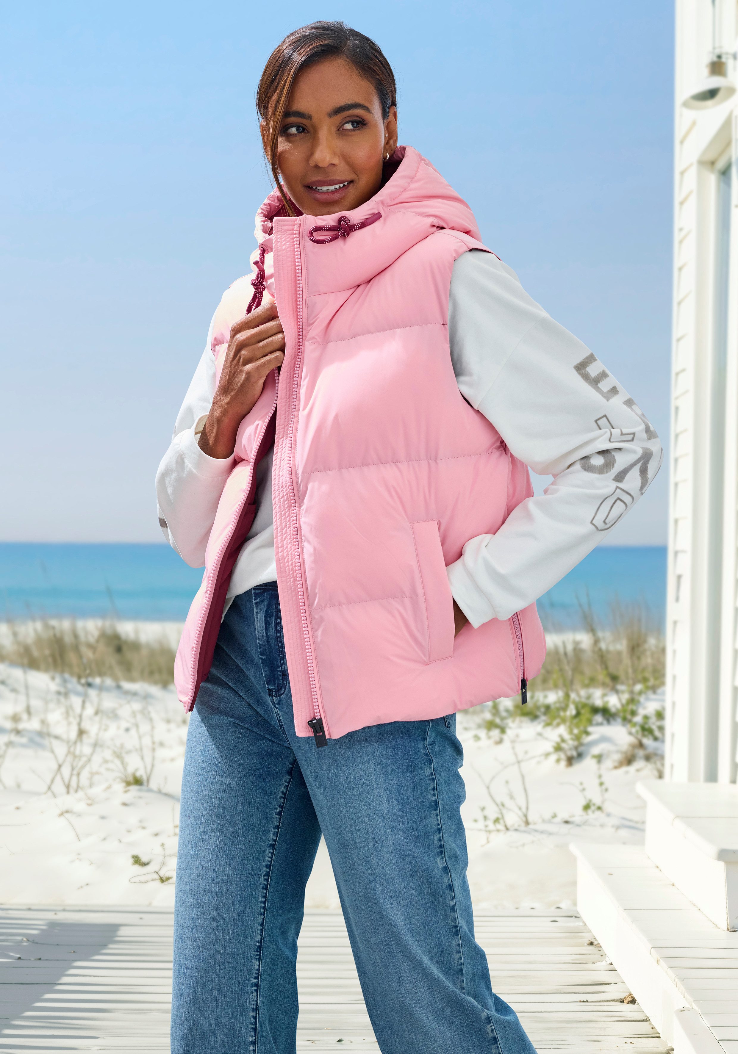 Elbsand Steppweste mit großem Logoprint auf dem Rücken