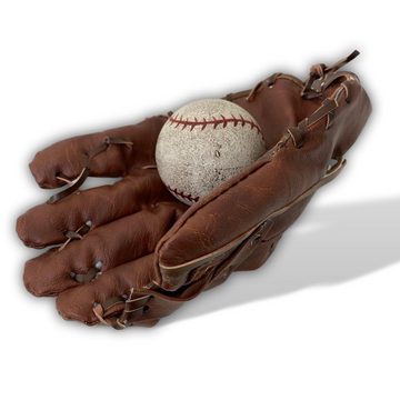 Aubaho Dekoobjekt Baseball Handschuh mit Ball Dekoration Wanddeko USA Kunstleder Antik-S
