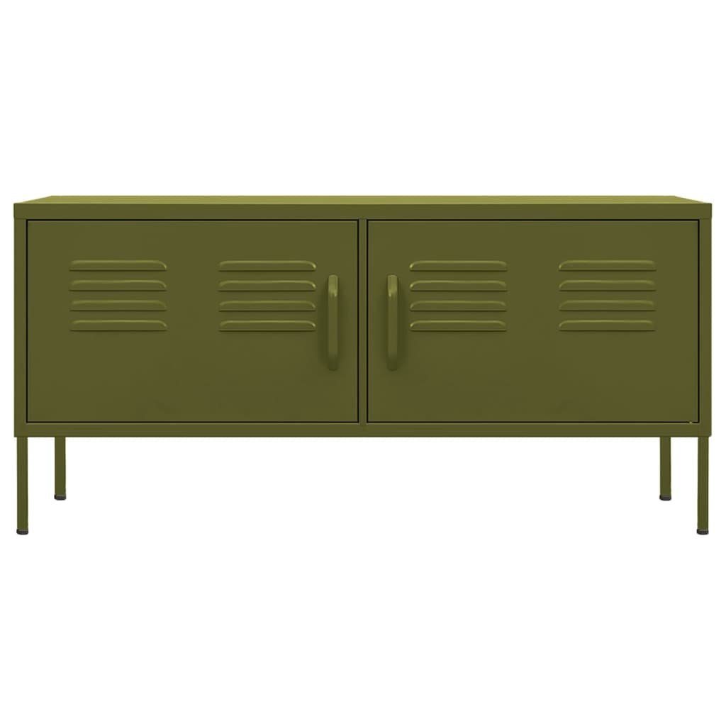 furnicato TV-Schrank Olivgrün 105 x 35 x 50 cm Stahl robust und funktional (1-St) Lowboard mit Kabelauslass, Regalboden und höhenverstellbaren Füßen