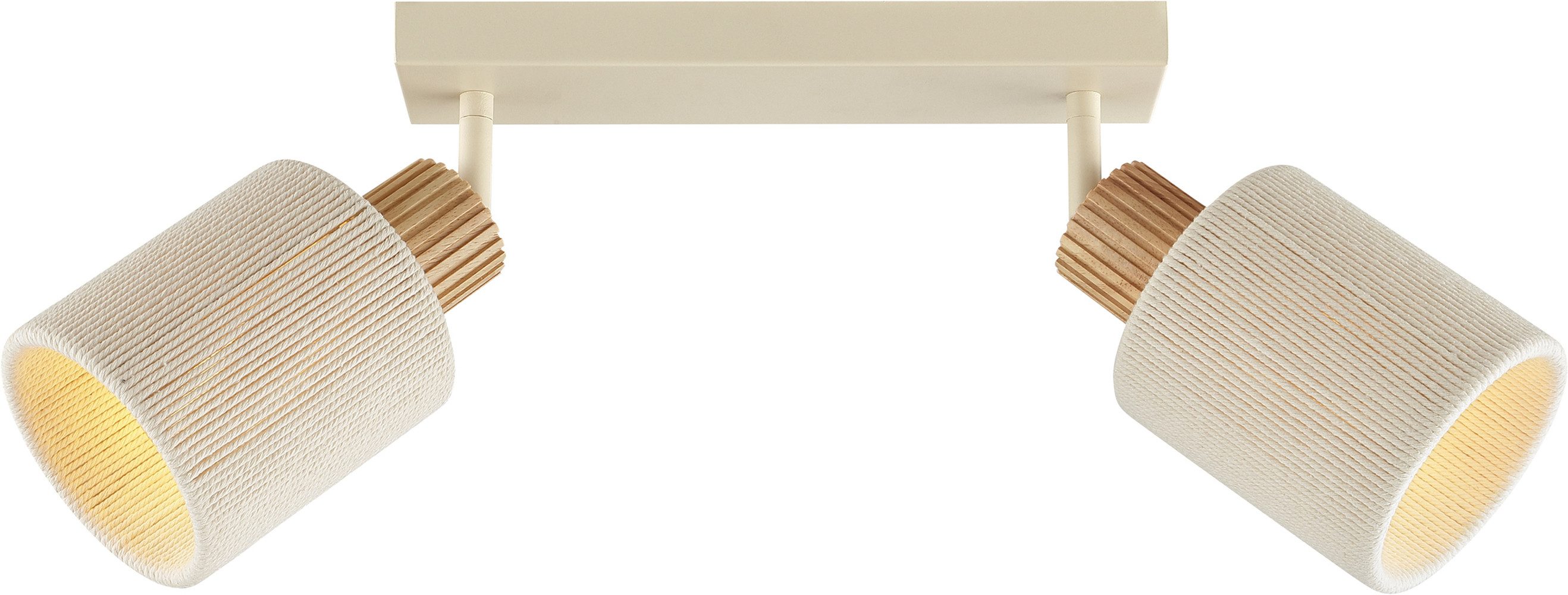 Brilliant Deckenstrahler Arlo, ohne Leuchtmittel, E27 Fassung, Strahler schwenkbar, Metall/Holz/Textil, beige