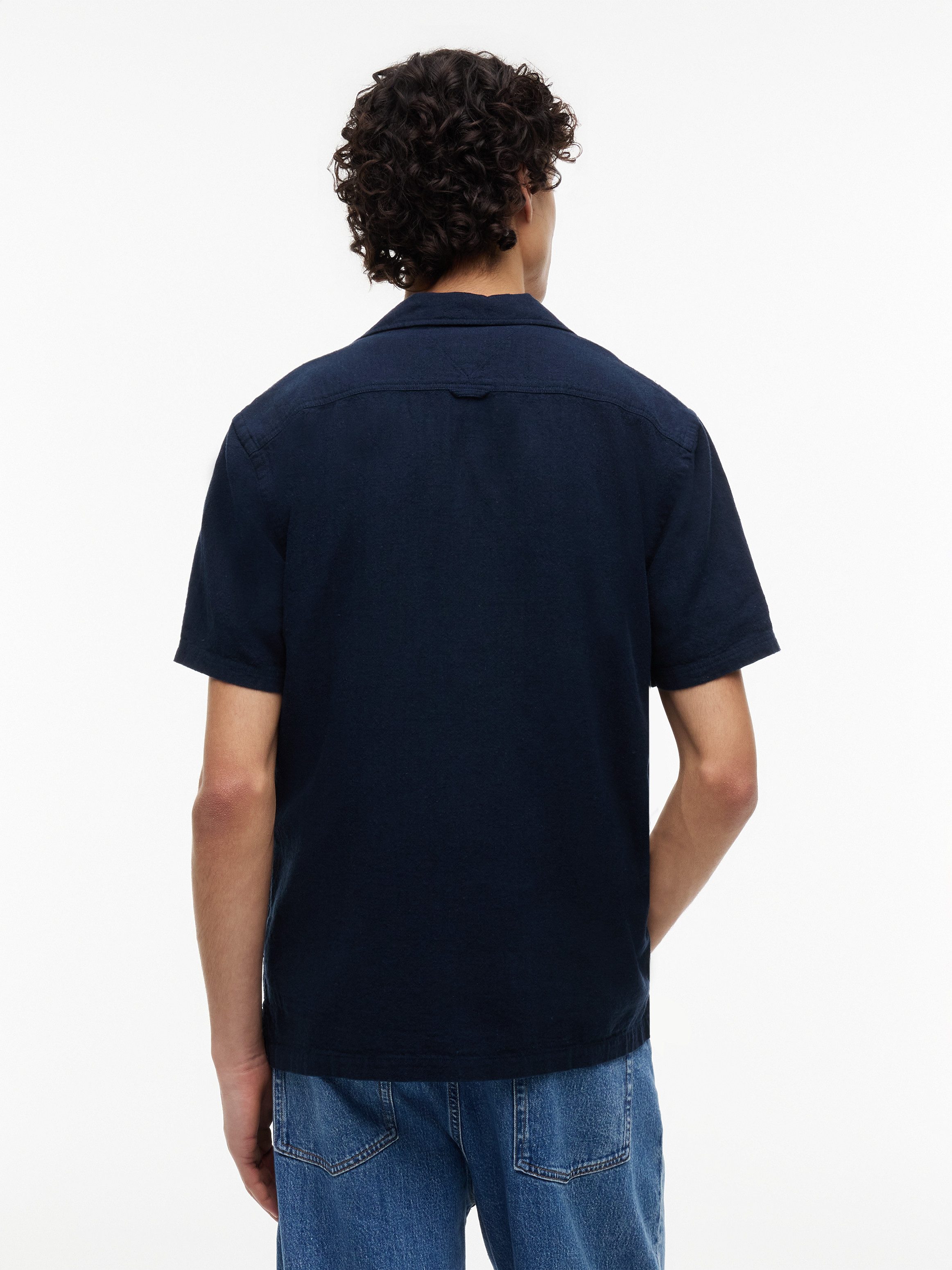 Tommy Jeans Leinenhemd TJM REGULAR LINEN BLEND CAMP mit Reverskragen