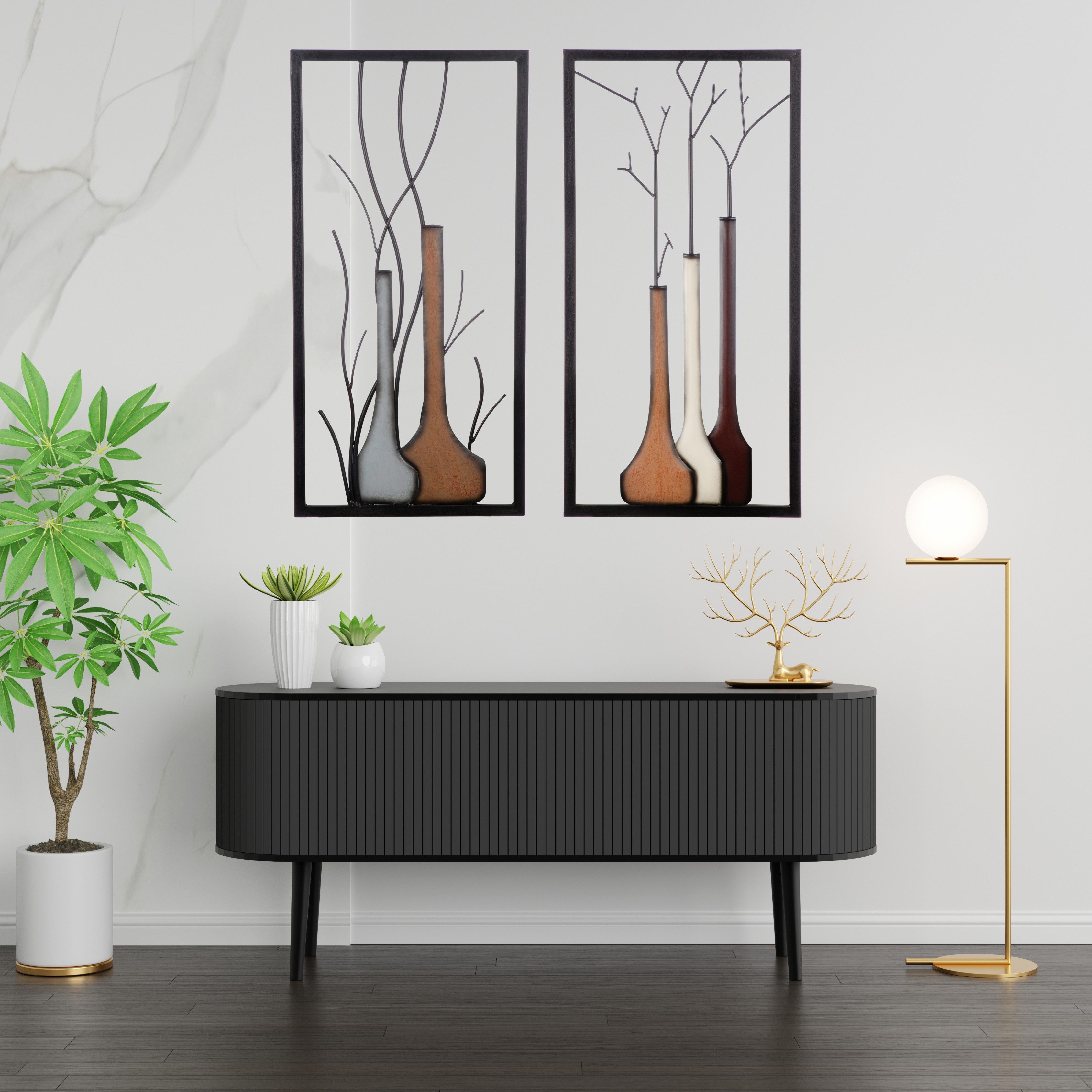 MF Wanddekoobjekt 3D Wandbilder Set Vase günstig online kaufen