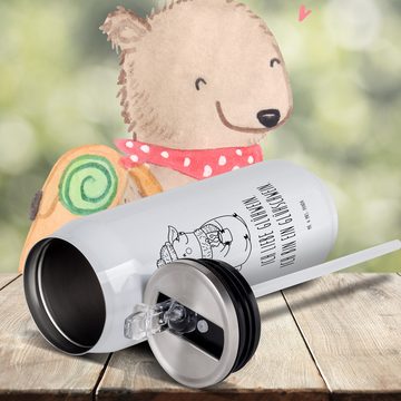 Mr. & Mrs. Panda Isolierflasche Schwein Glühwein - Weiß - Geschenk, Punsch, Glühschwein, Trinkflasche, Trinkhalm und klappbares Mundstück.