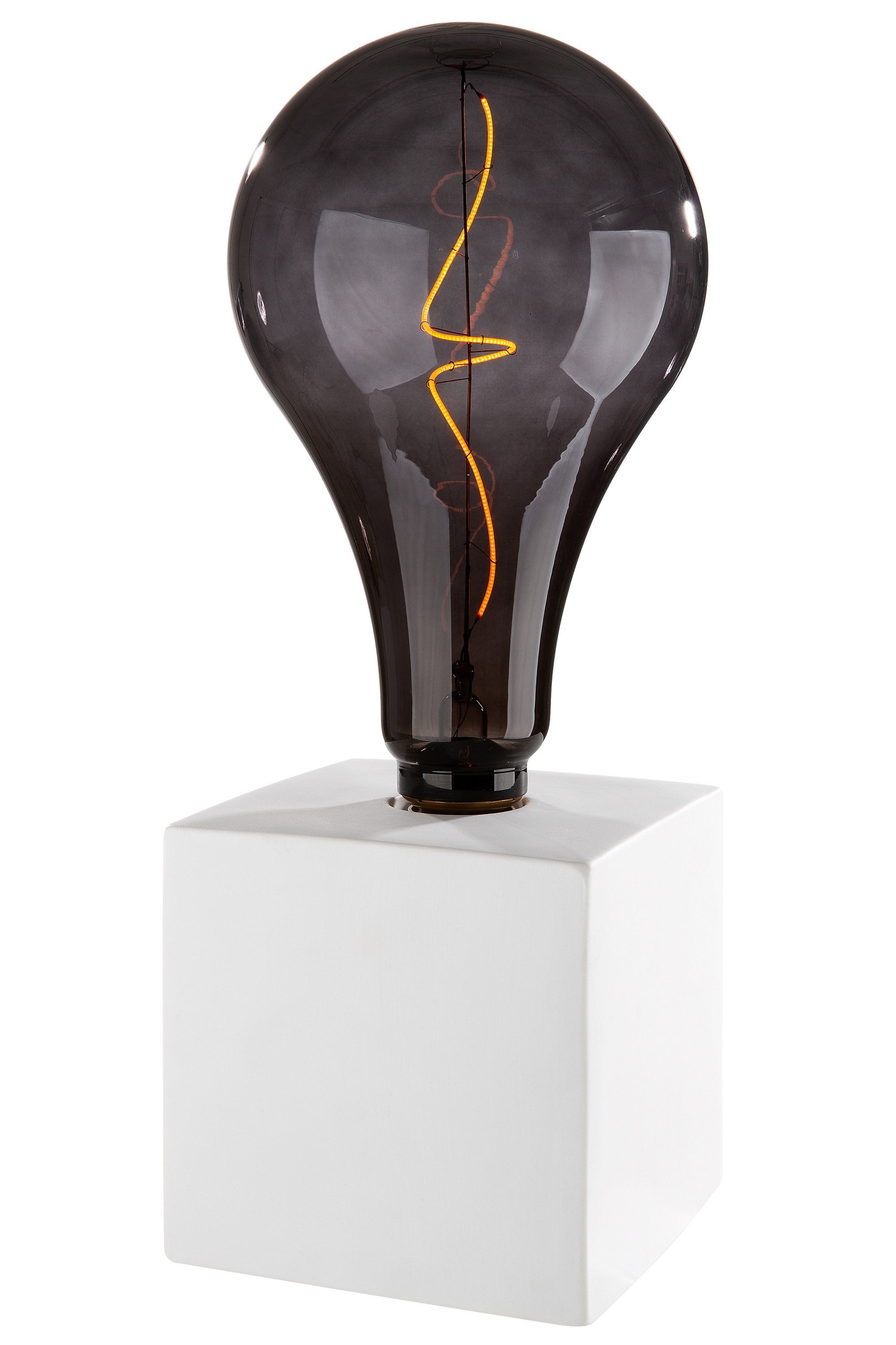 GILDE Tischleuchte GILDE Lampe Würfel - weiß - H. 15cm x B. 15cm
