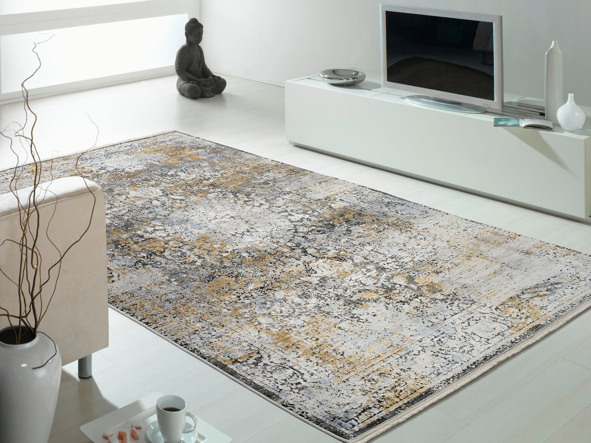 OCI DIE TEPPICHMARKE Teppich IMPRESSION VERA, rechteckig, Höhe: 8 mm, Vintage, feine Fransen, leichter Glanz durch Viskose, Wohnzimmer