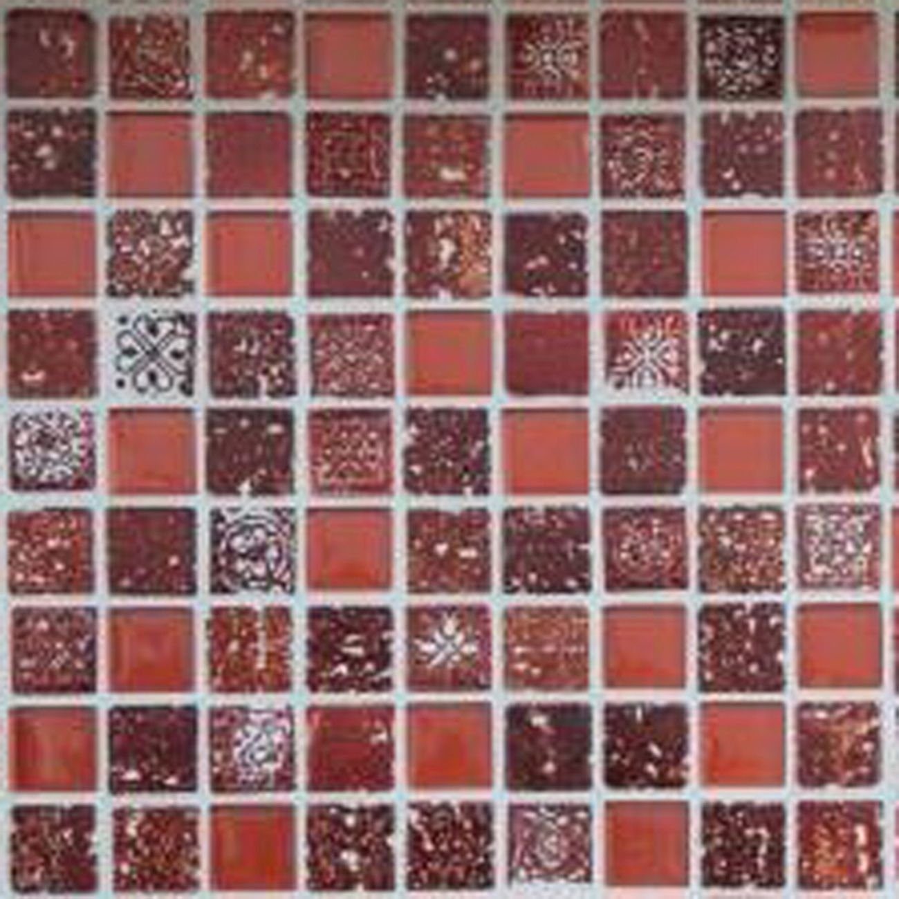Mosani Mosaikfliesen Kunststein Rustikal Mosaikfliese Glasmosaik Resin dunkelrot