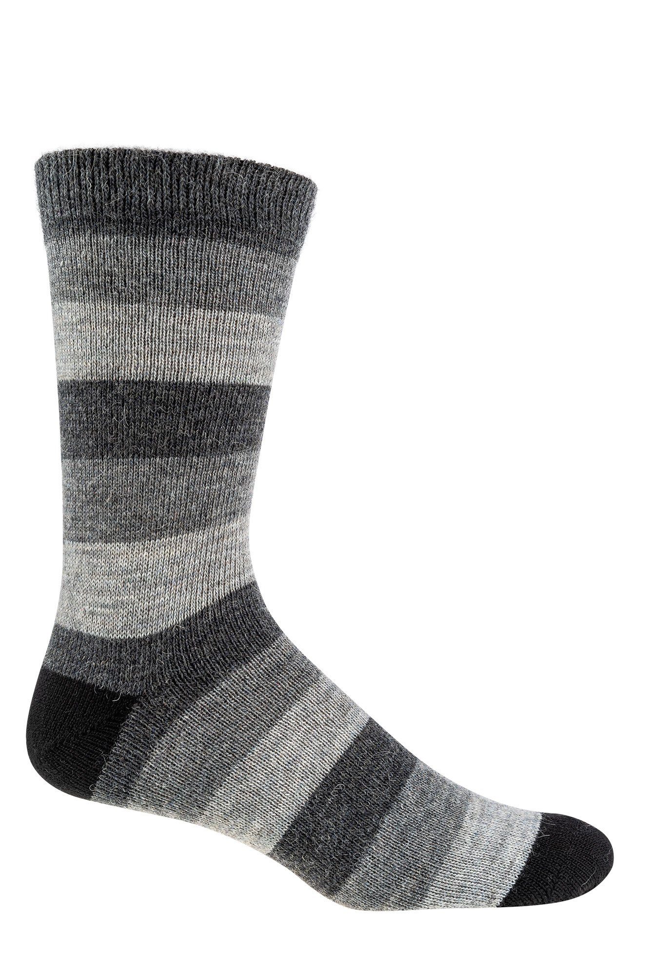 Socks 4 Basicsocken Naturfarben gestreifte Warme Alpaka mit Fun Paar) und Wollsocken Schafwolle Wowerat (3