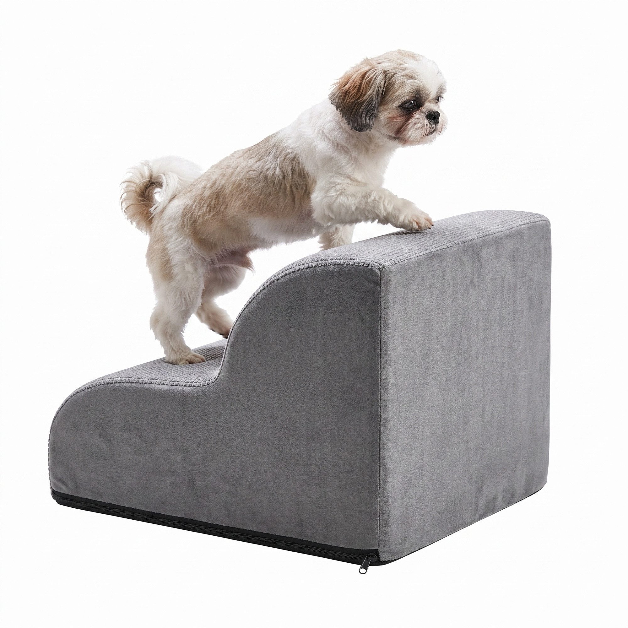 FEANDREA Haustiertreppe Hunde Rutschfeste Hunderampe für Sofa, für Kleine 40 x 40 x 30 cm Grau