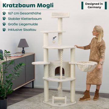 Happypet Kratzbaum Mogli, Katzenbaum 167 cm Stabil, Katzen Kletterbaum mit 9 cm Stämme