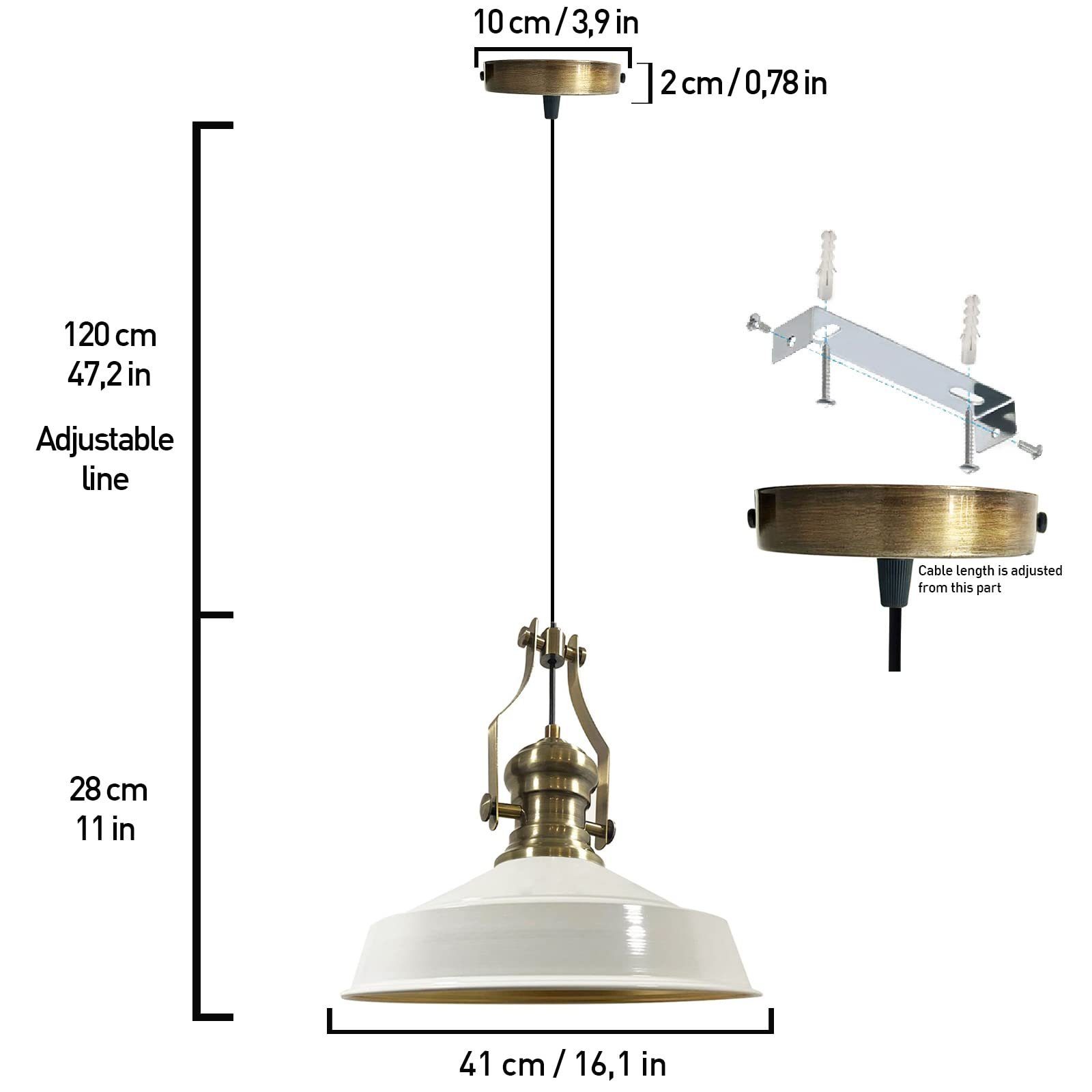 Bamyum Groß Pendelleuchte Bamyum Vintage, ohne Lampe Lampe, Weiß Pendellampe Neo-Asletl, Leuchtmittel