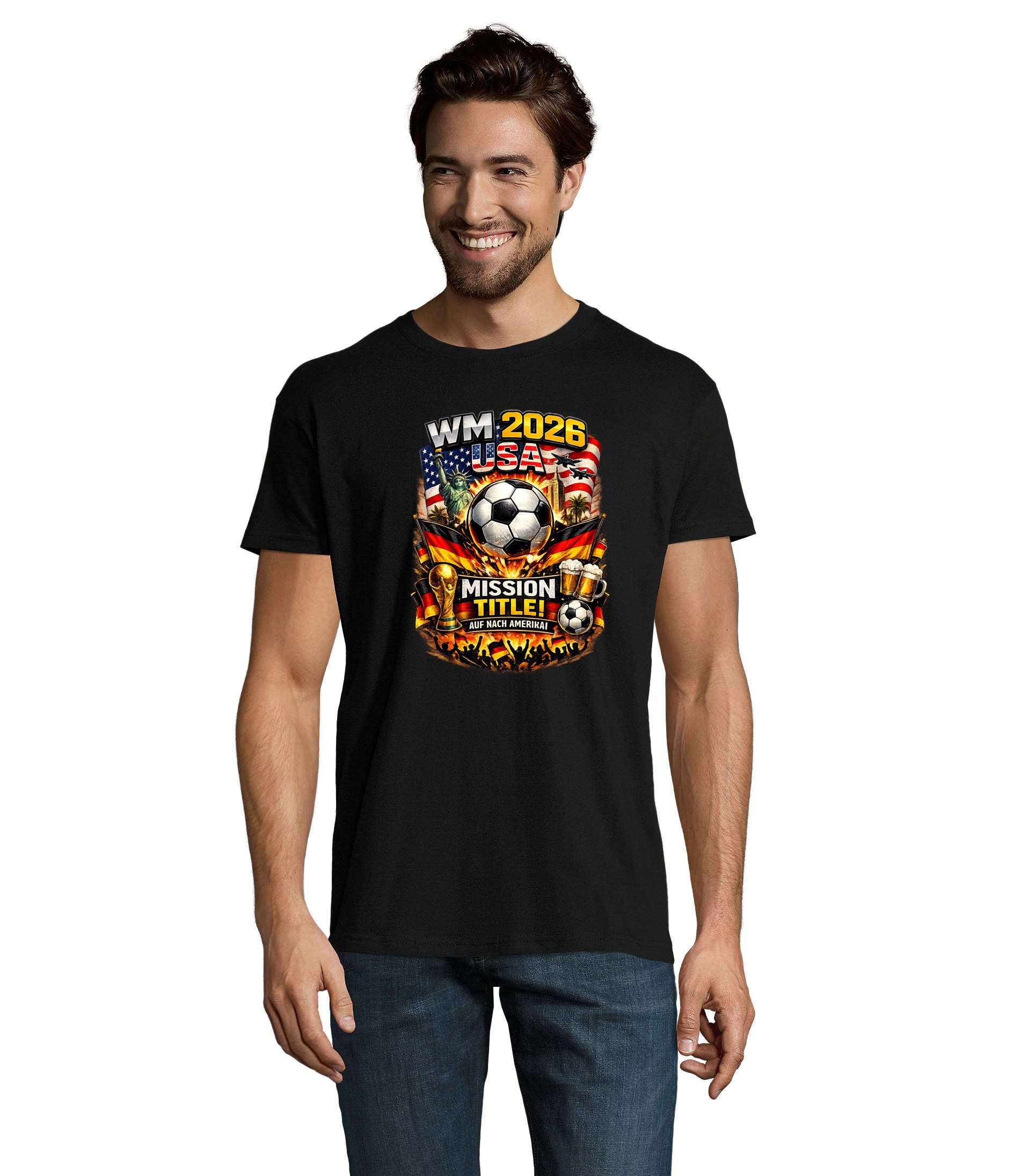 Blondie & Brownie T-Shirt UrbanGoal WM26 Streetwear Herren Tee (Einzelprodukt, Einzelartikel) WM 2026 USA Herren T-Shirt Fußball Deutschland Fan Streetwear Look