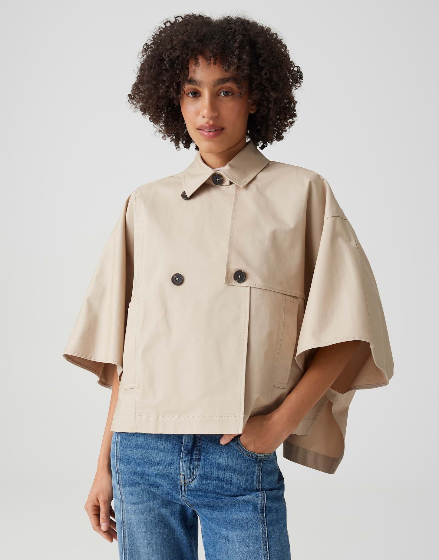 OPUS Cape Oversized Trenchjacke im Cape Schnitt Schulterkoller