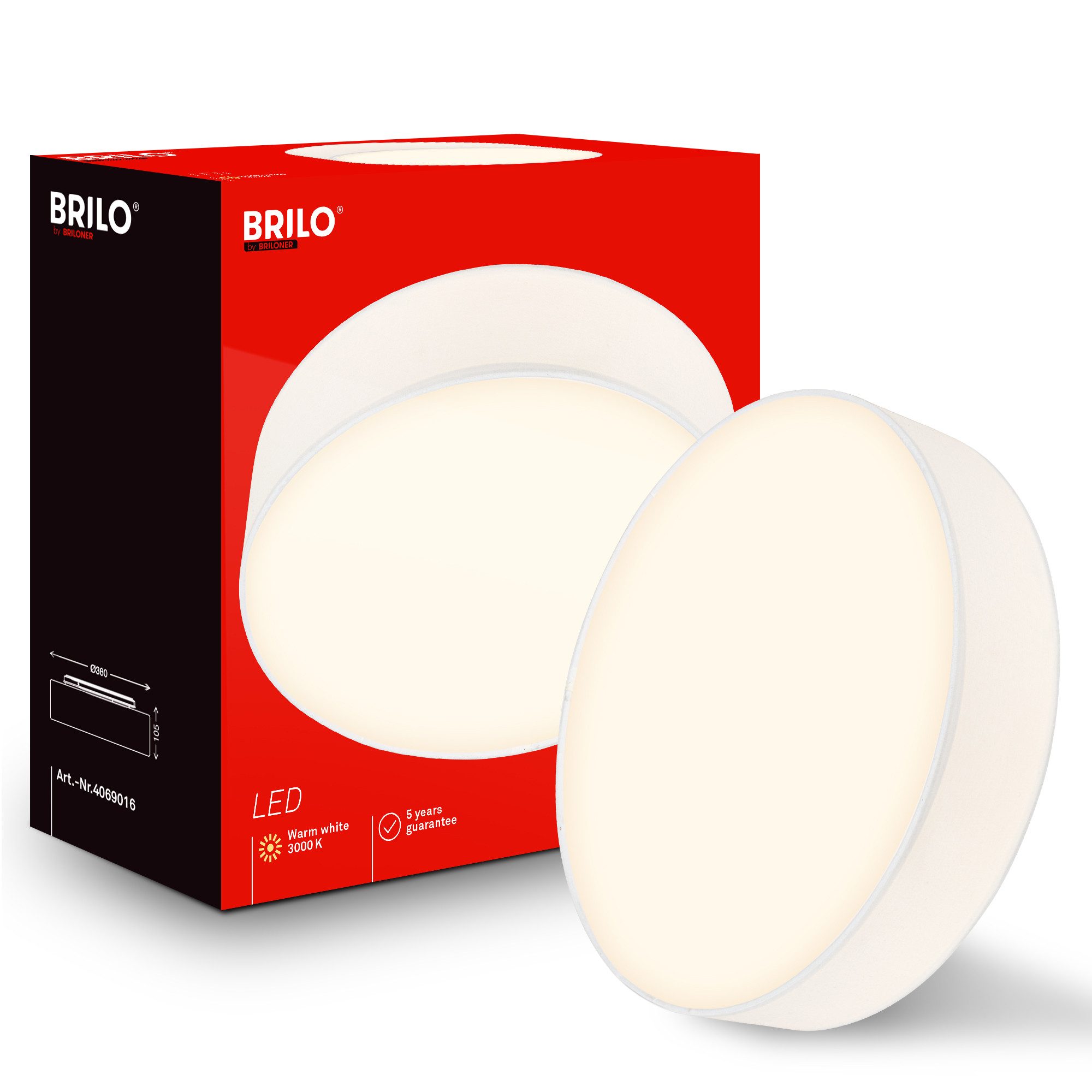Briloner Leuchten LED Deckenleuchte Stoff-Deckenlampe Textillampe Stoffschirm Wohnzimmer Schlafzimmer, LED fest integriert, 3000K, 30/38x10,5 cm, Wohnzimmer, Schlafzimmer, Flur, Küche