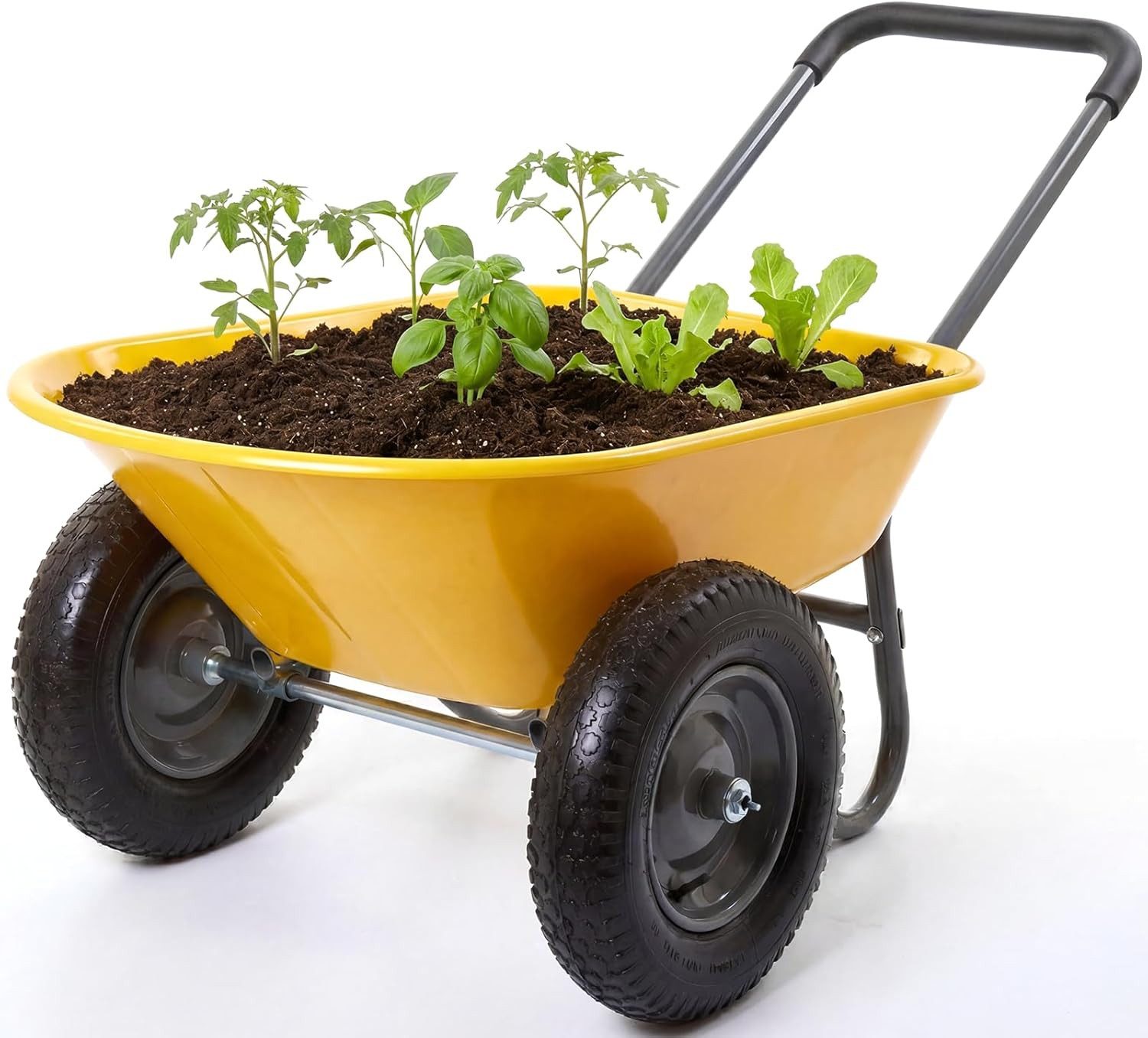 GarveeMore Schubkarre mit 2 Räder, Gartenschubkarre 272KG Groß Schubkarre Bauschubkarre