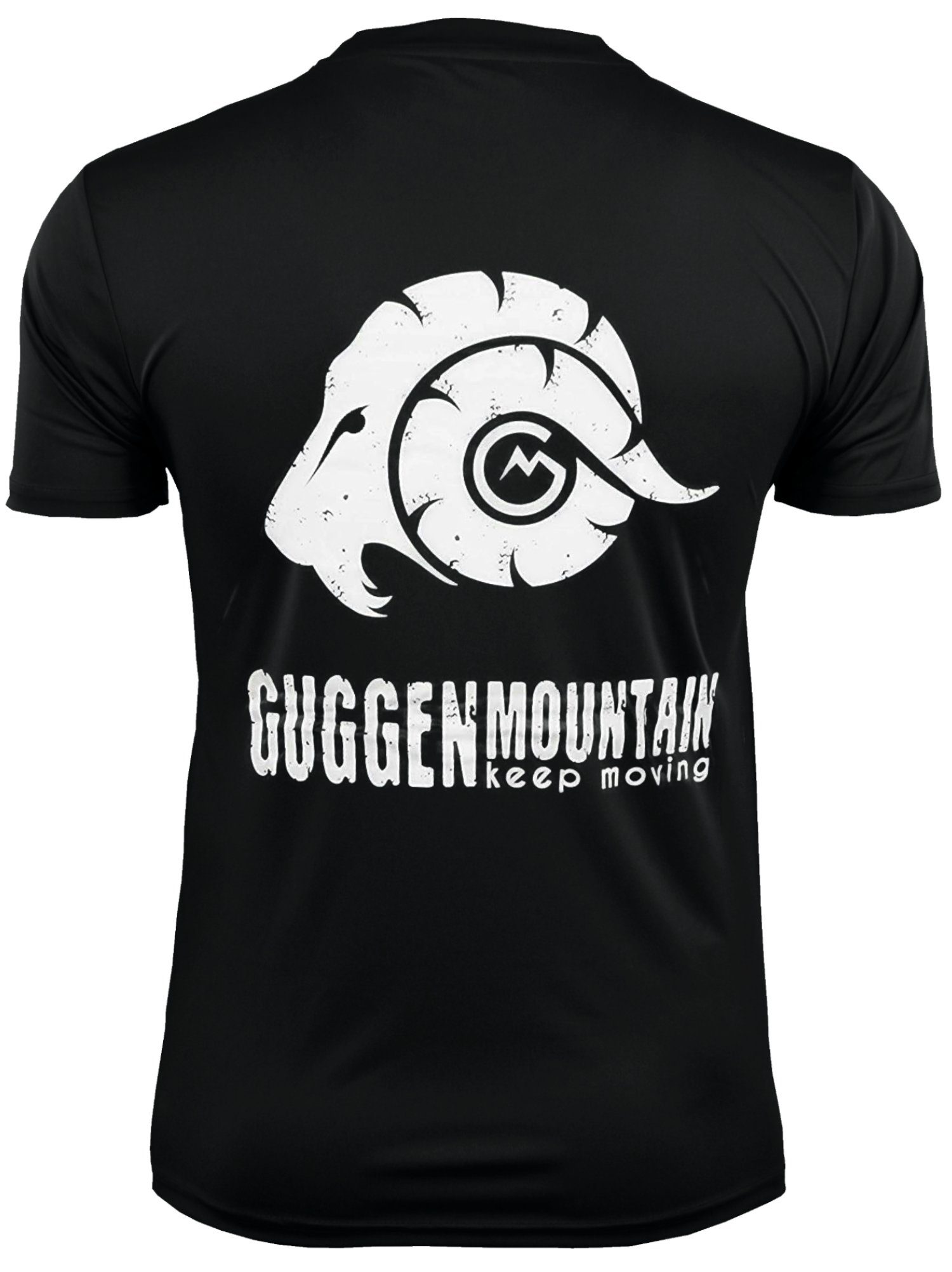 in Funktionsshirt Funktionsshirt Herren Schwarz-MIT-Logo T-Shirt GUGGEN Kurzarm FW04 Unifarben, Sportshirt Logo Mountain