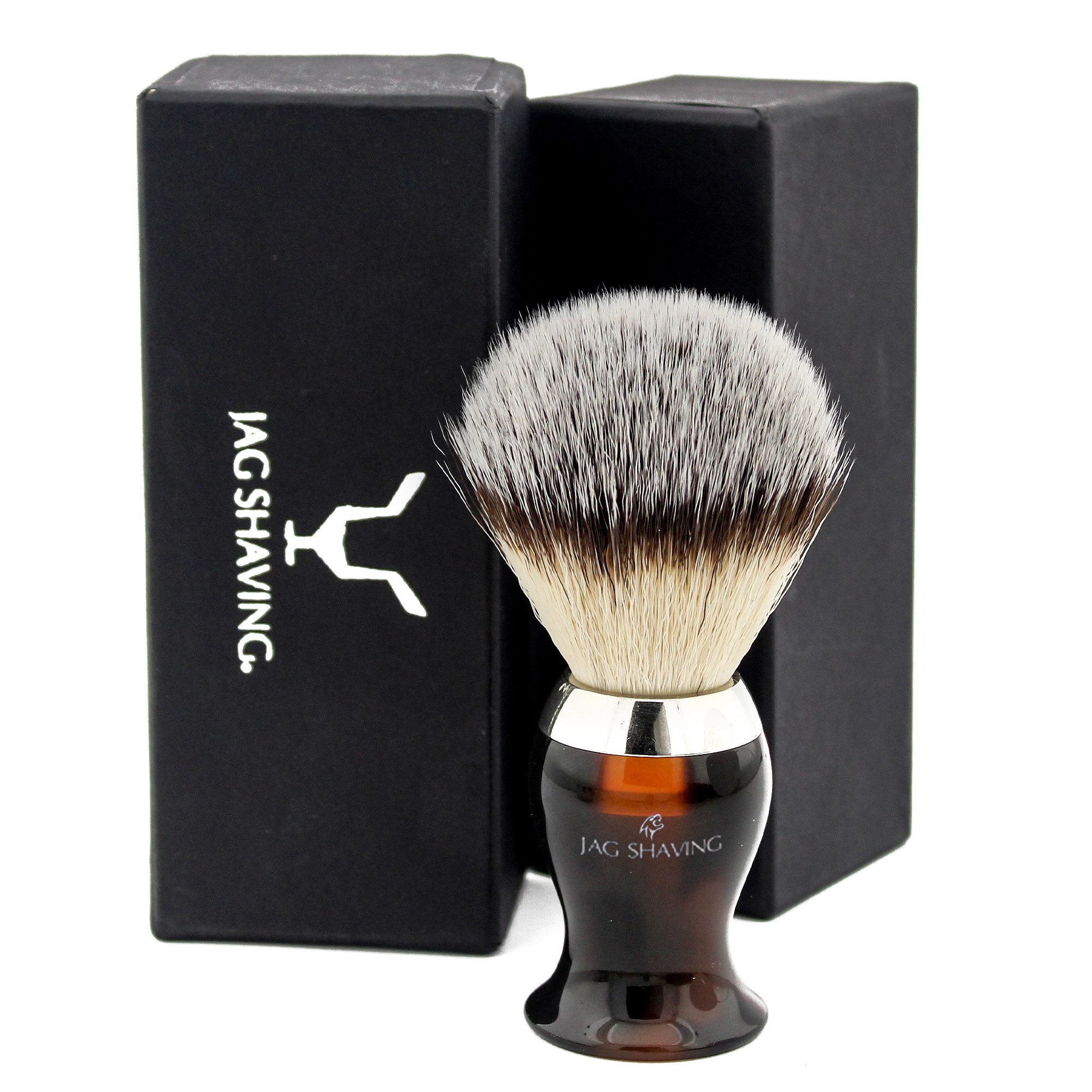 JAG SHAVING Rasierpinsel Synthetischer Rasierpinsel mit Silberspitze und Rasierschaumpinsel, premium set, 1 tlg., with resin handle perfect …