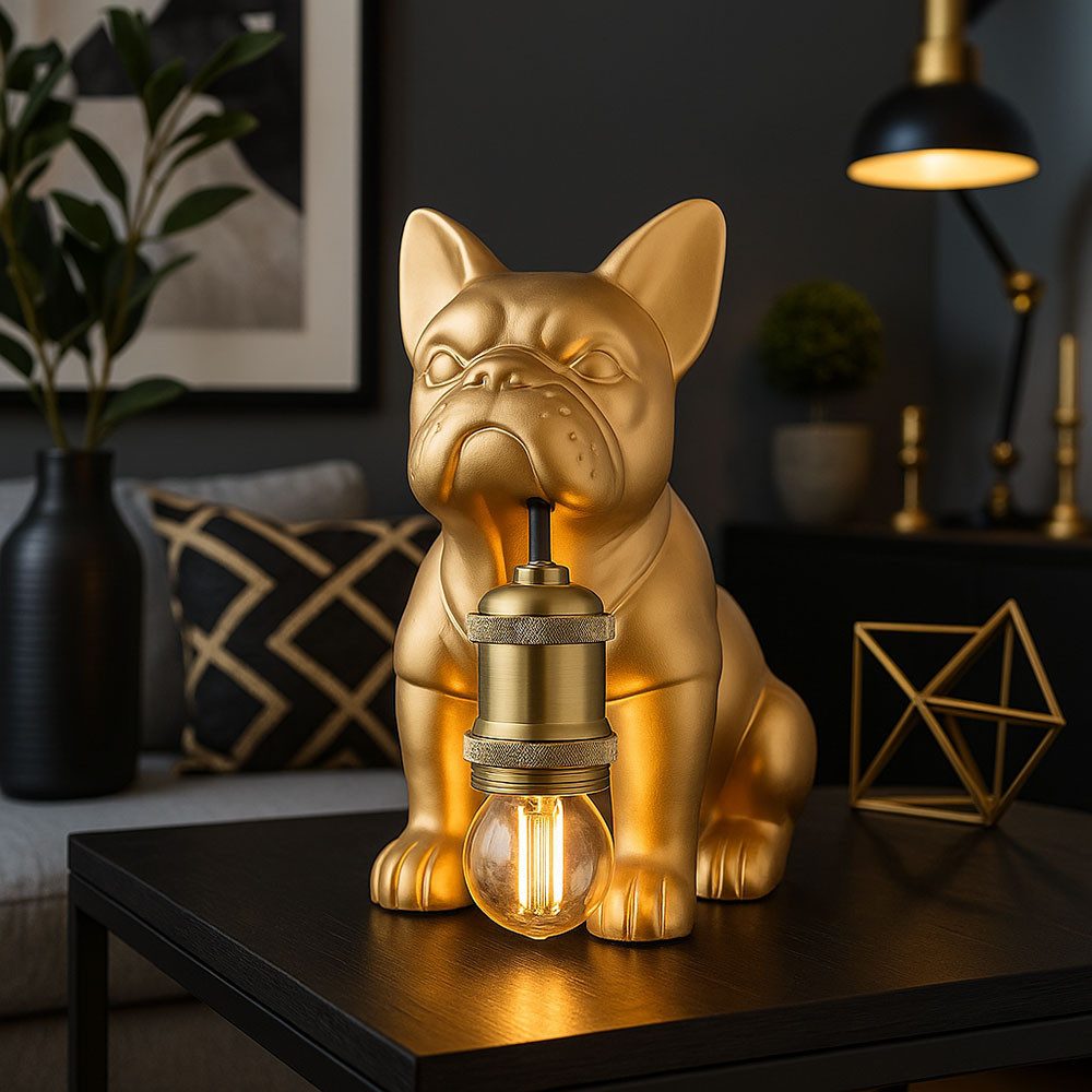 GLOBO LIGHTING Nachttischlampe, Leuchtmittel nicht inklusive, Tischleuchte Nachttischlampe Schalter Hundelampe Keramik Metall