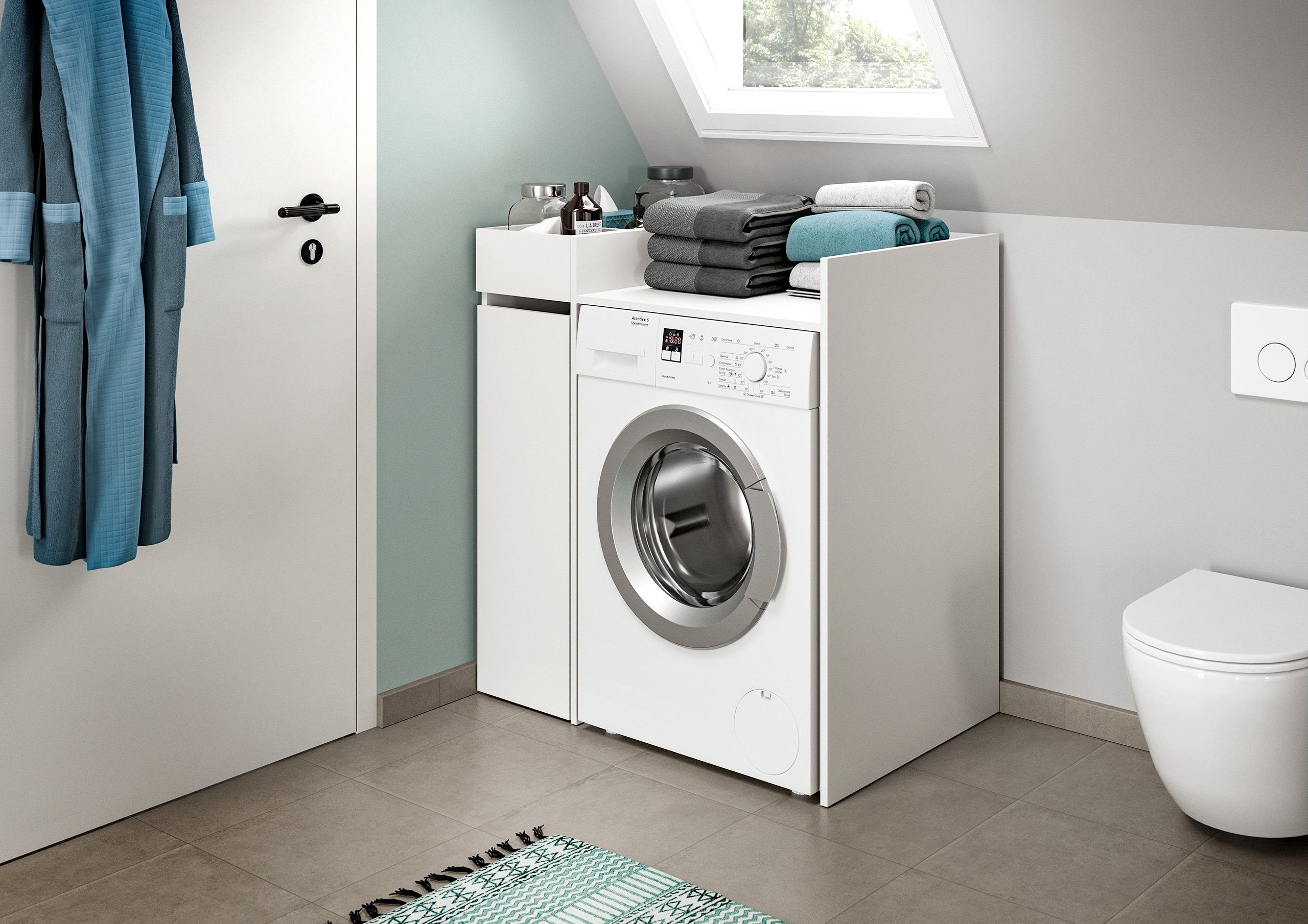 Newroom Waschmaschinenumbauschrank Weiß 95 cm Waschmaschinenschrank Weiß Waschmaschinenregal Waschmaschinenumbau...