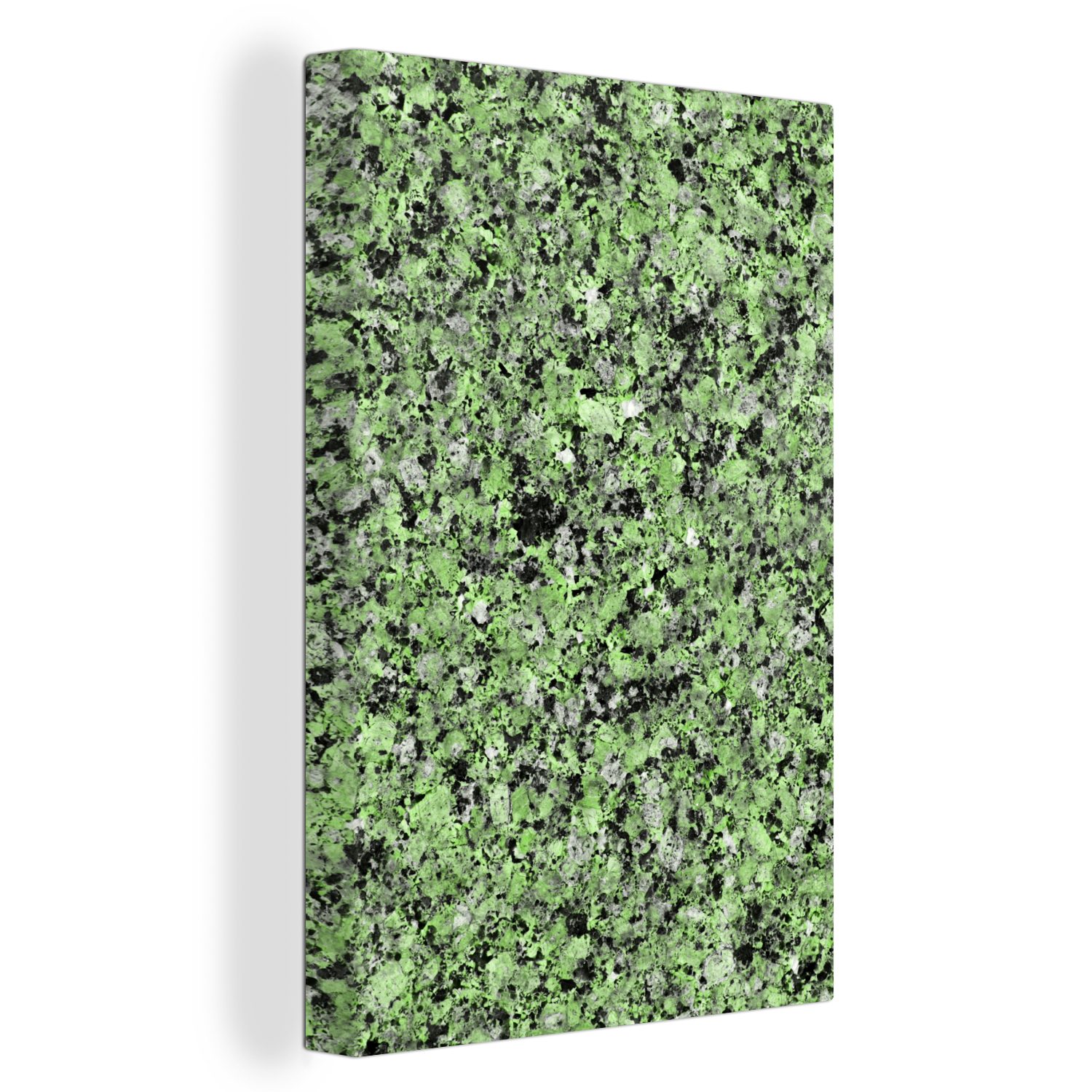 OneMillionCanvasses® Leinwandbild Kristall - Grün - Schwarz - Granit, (1 St), Leinwandbild fertig bespannt inkl. Zackenaufhänger, Gemälde, 20x30 cm