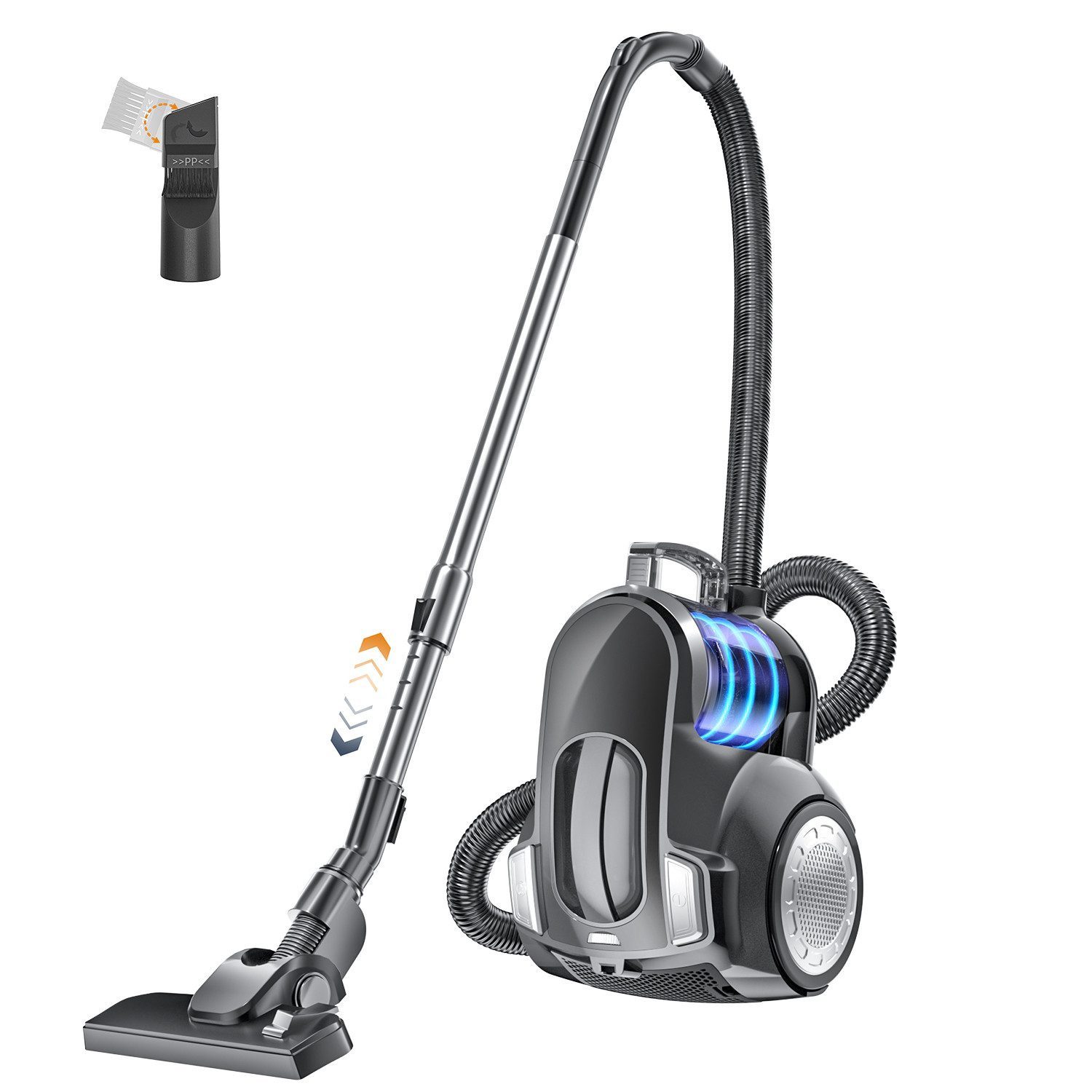 Forrlite Bodenstaubsauger Beutelloser Staubsauger starke Saugleistung,Kompakt Leicht Staubsauger, beutellos, für Hartböden Teppiche,leise,2,5L Staubbehälter, 5m Kabel