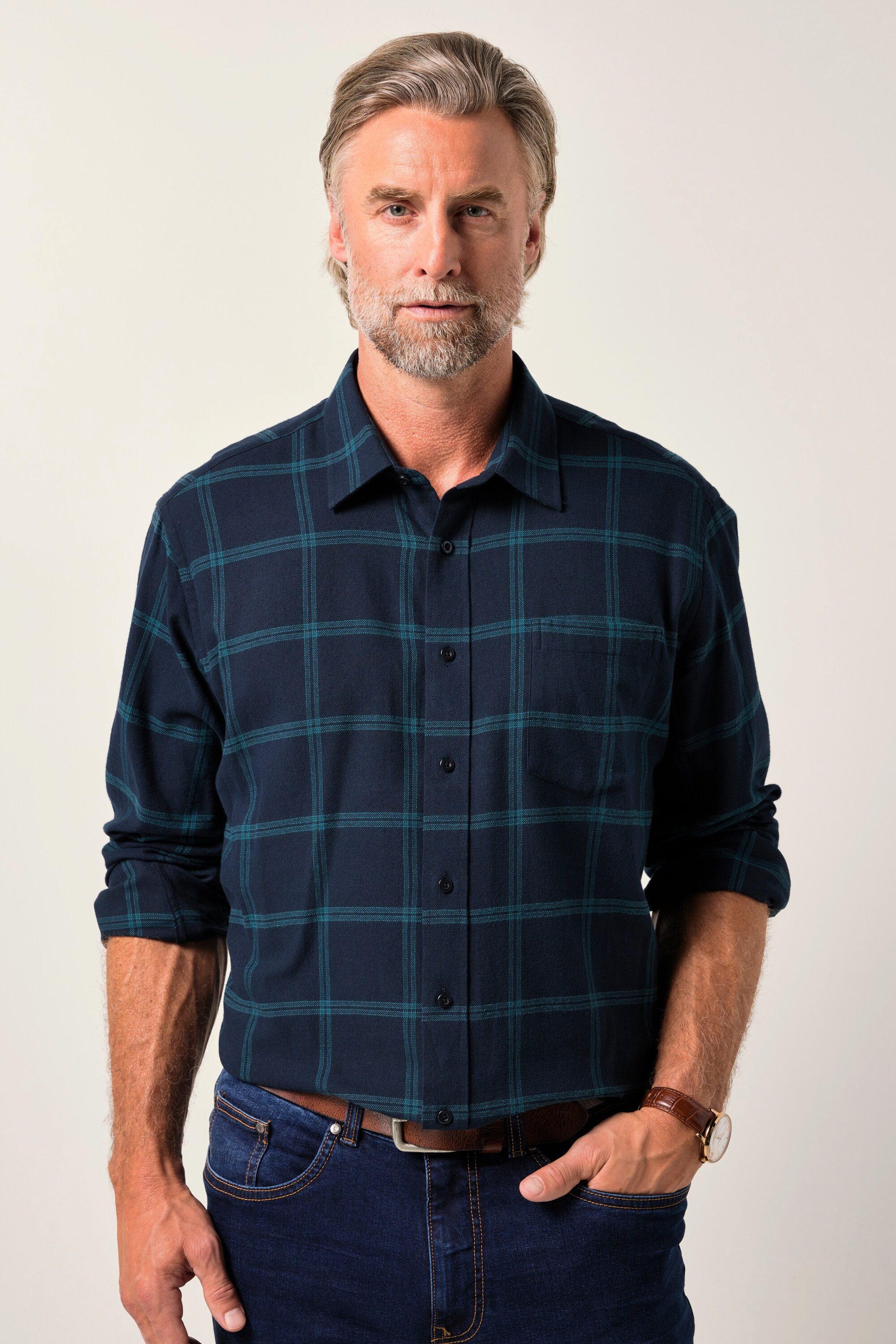 Boston Park Businesshemd Boston Park Karohemd Langarm Kentkragen bis 8 XL