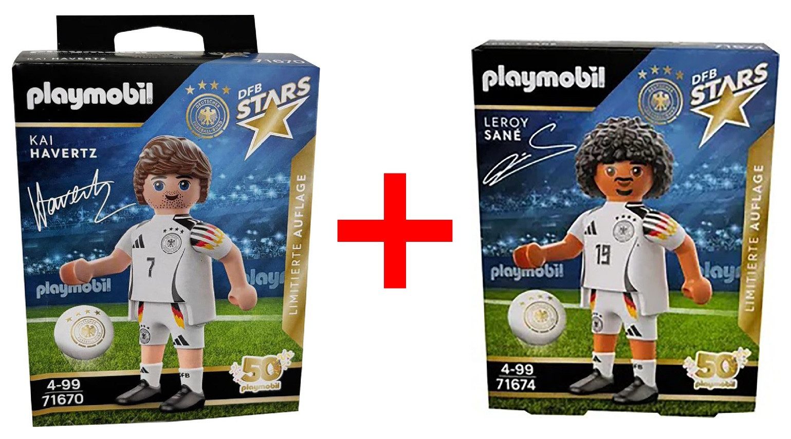 Playmobil® Spielfigur Playmobil DFB Stars Fußballer mit Ball 2er-Set Kai Havertz Leroy Sane